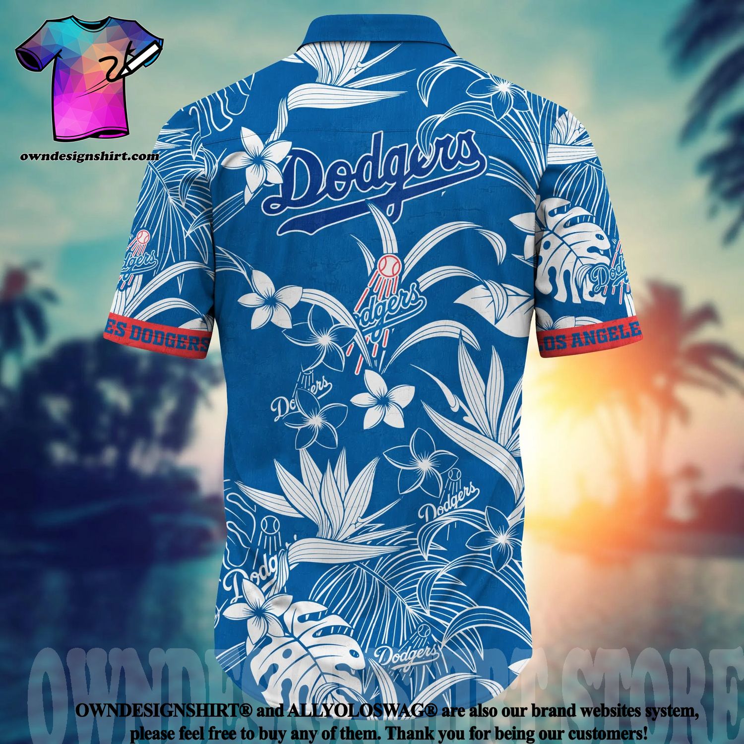 Los Angeles Dodgers MLB Flower Classic Full Print Hawaiian Shirt - Limotees