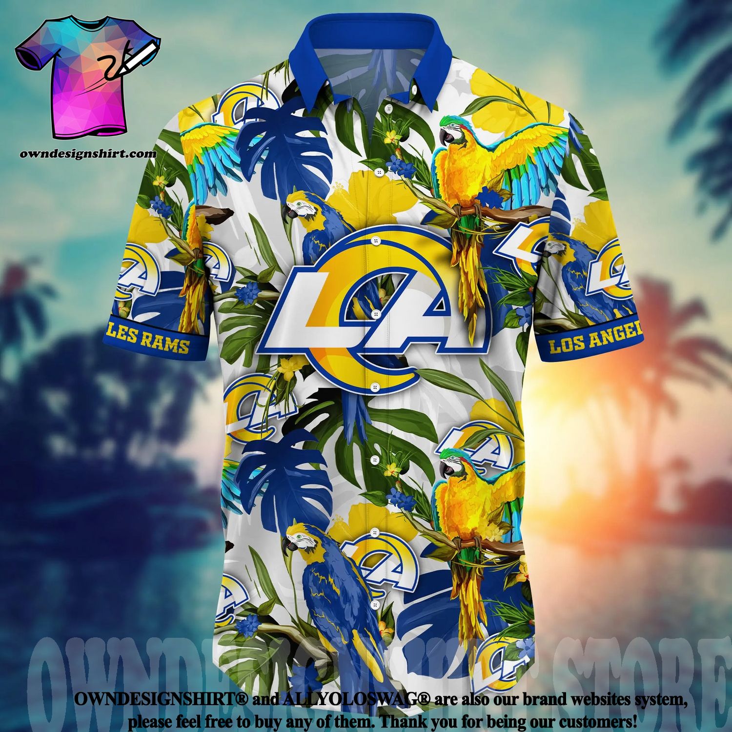 The best selling] Los Angeles Rams NFL Floral All Over Printed Unisex  Hawaiian Shirt