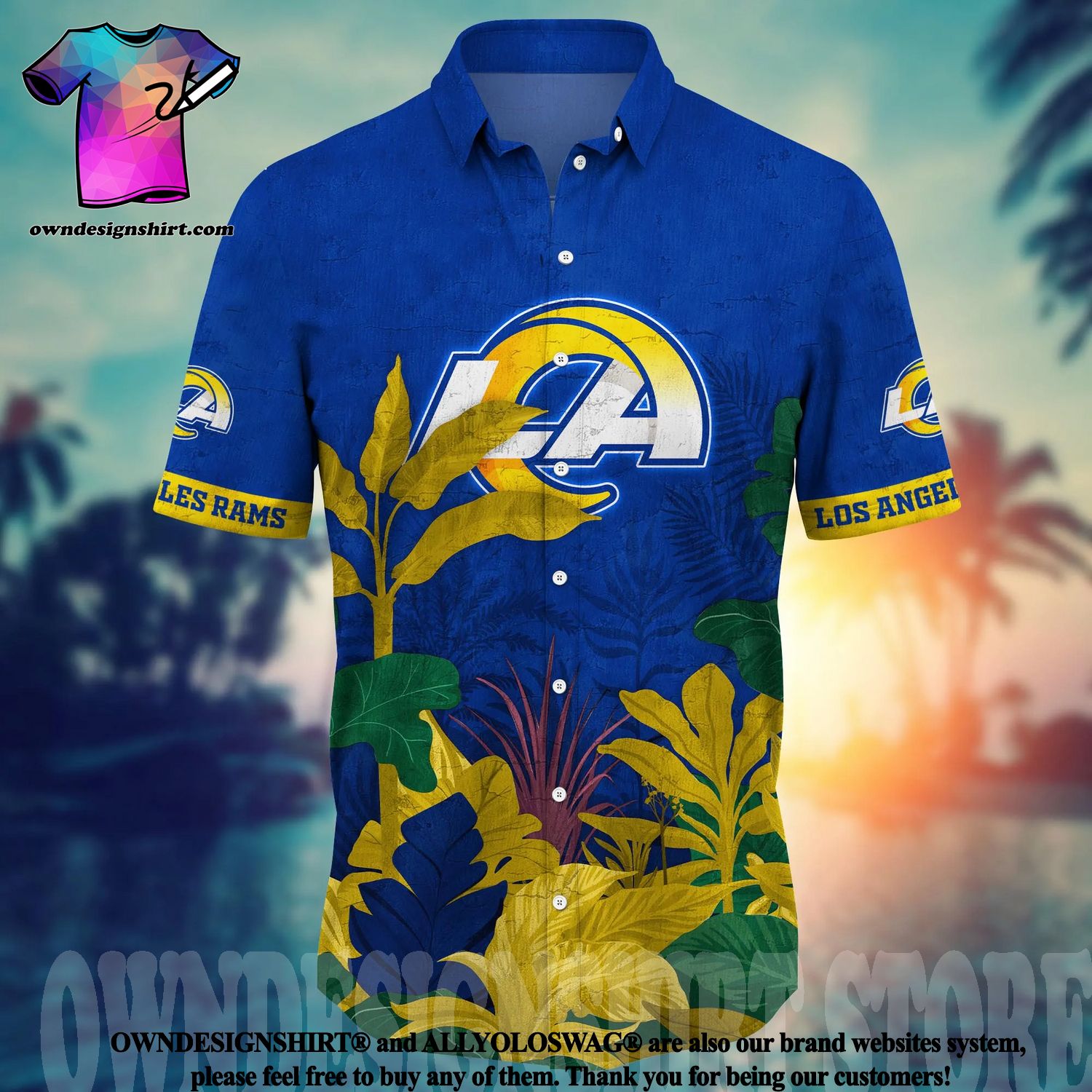 Los Angeles Rams Palm 3D Funny Hawaiian Shirt - Bring Your Ideas, Thoughts  And Imaginations Into Reality Today