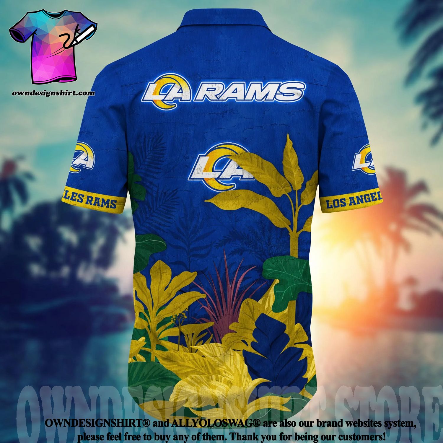 Los Angeles Rams Palm 3D Funny Hawaiian Shirt - Bring Your Ideas, Thoughts  And Imaginations Into Reality Today