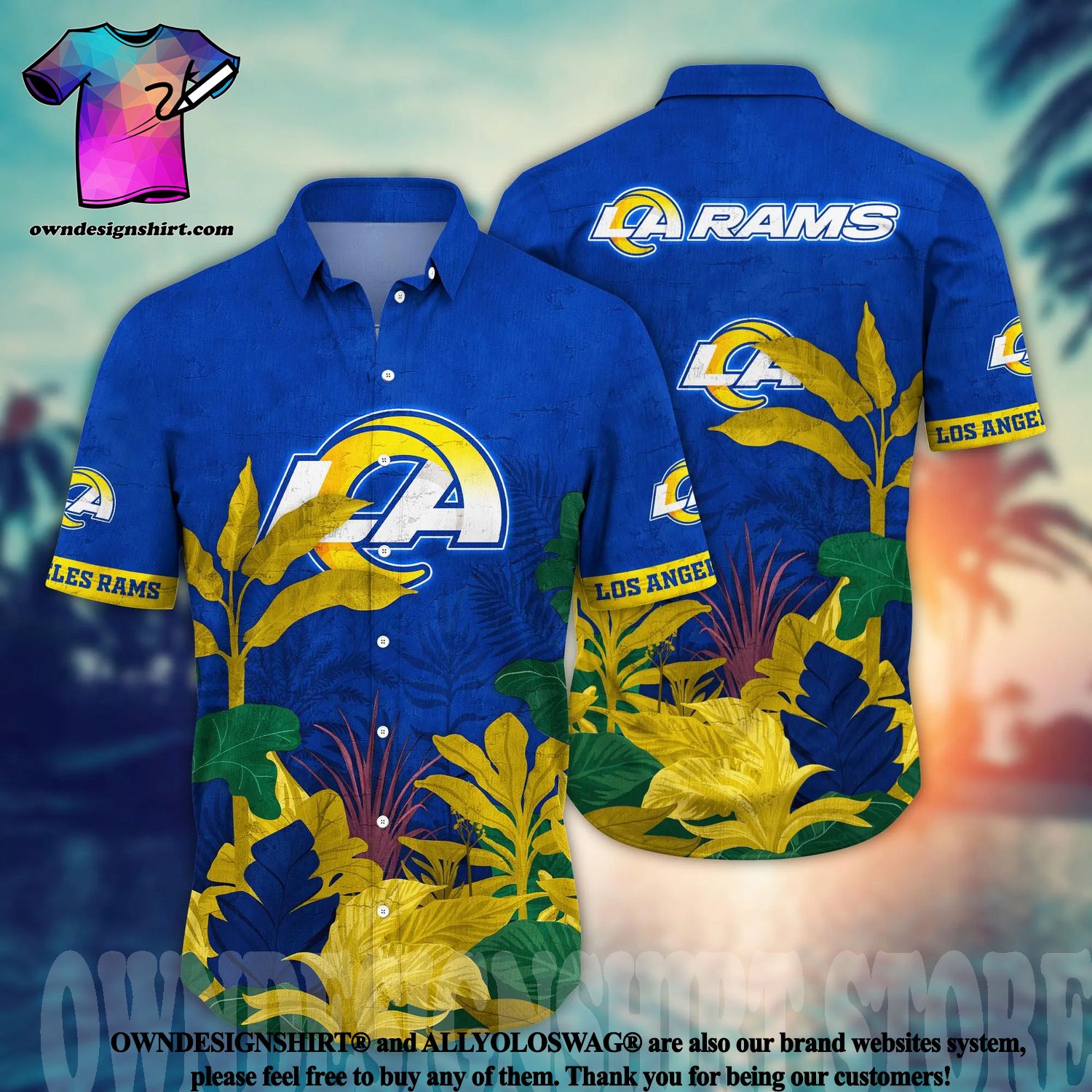 The best selling] Los Angeles Rams NFL Floral All Over Printed Unisex  Hawaiian Shirt