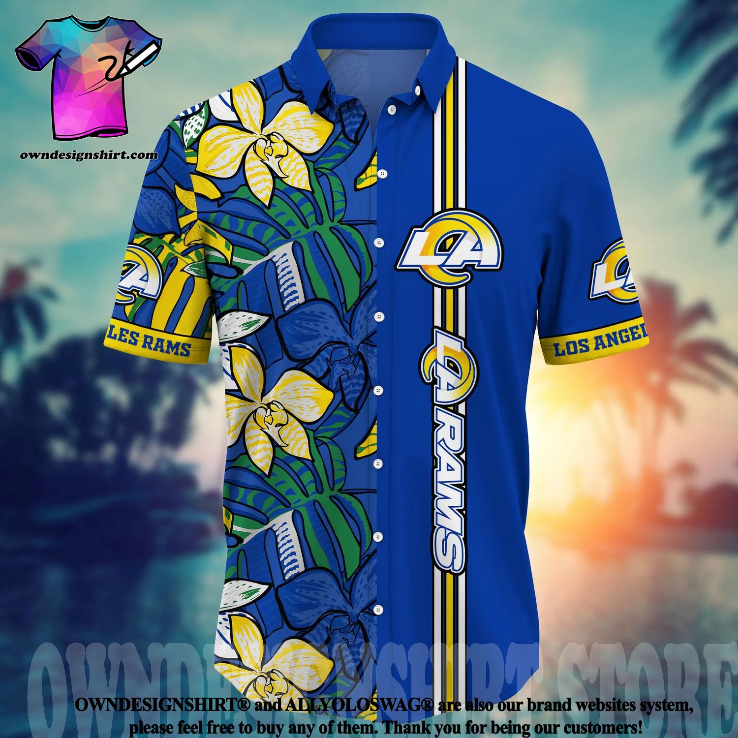 The best selling] Los Angeles Rams NFL Flower Full Print Unisex Hawaiian  Shirt