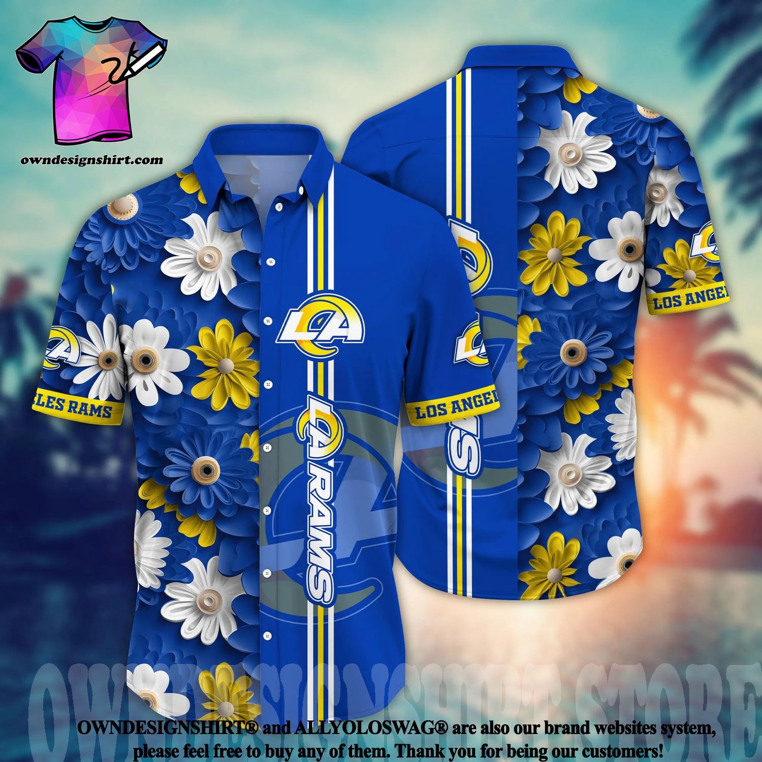 The best selling] Los Angeles Rams NFL Flower Full Printed Unisex Hawaiian  Shirt