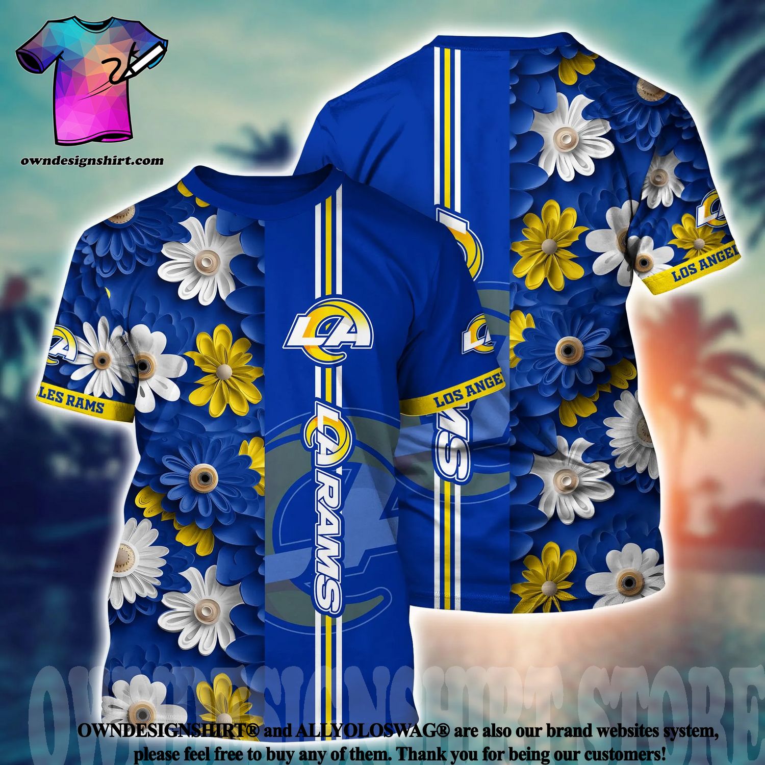 Los Angeles Rams NFL Flower Full Printing Unisex Hawaiian Shirt