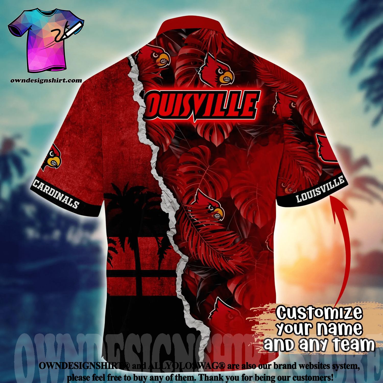 Ncaa Louisville Cardinals Red Black Trendy Hawaiian Shirt V2 Aloha Shirt -  Trendy Aloha