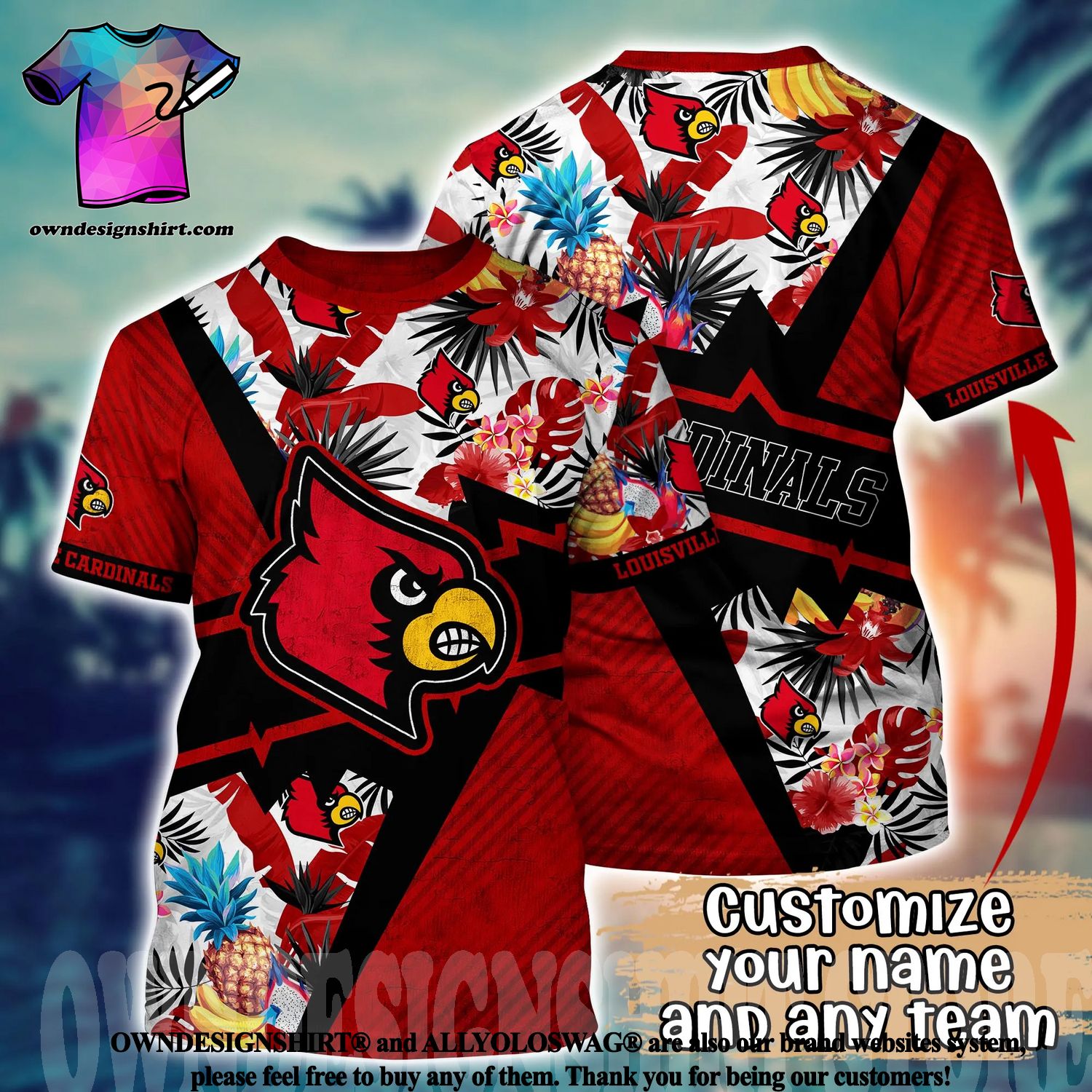 Louisville Cardinals NCAA Flower 3D Full Print Hawaiian Shirt - Limotees