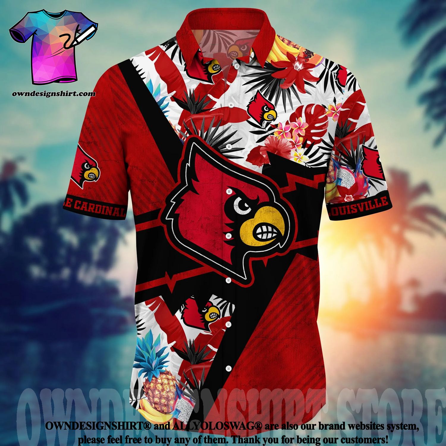 NCAA Louisville Cardinals Flower Hawaiian Shirt Outfit 3D Shirt