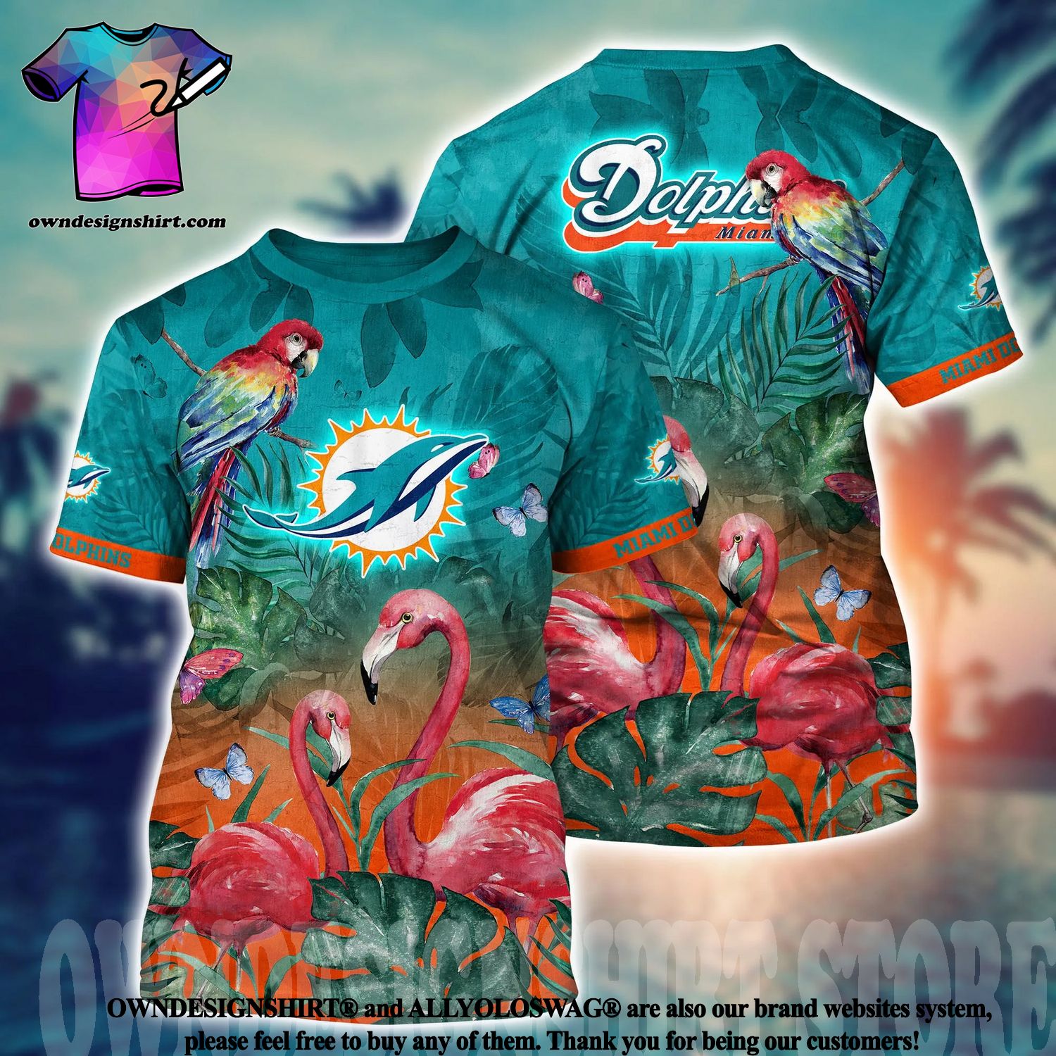 The best selling] Miami Dolphins NFL Floral 3D Full Print Hawaiian Shirt