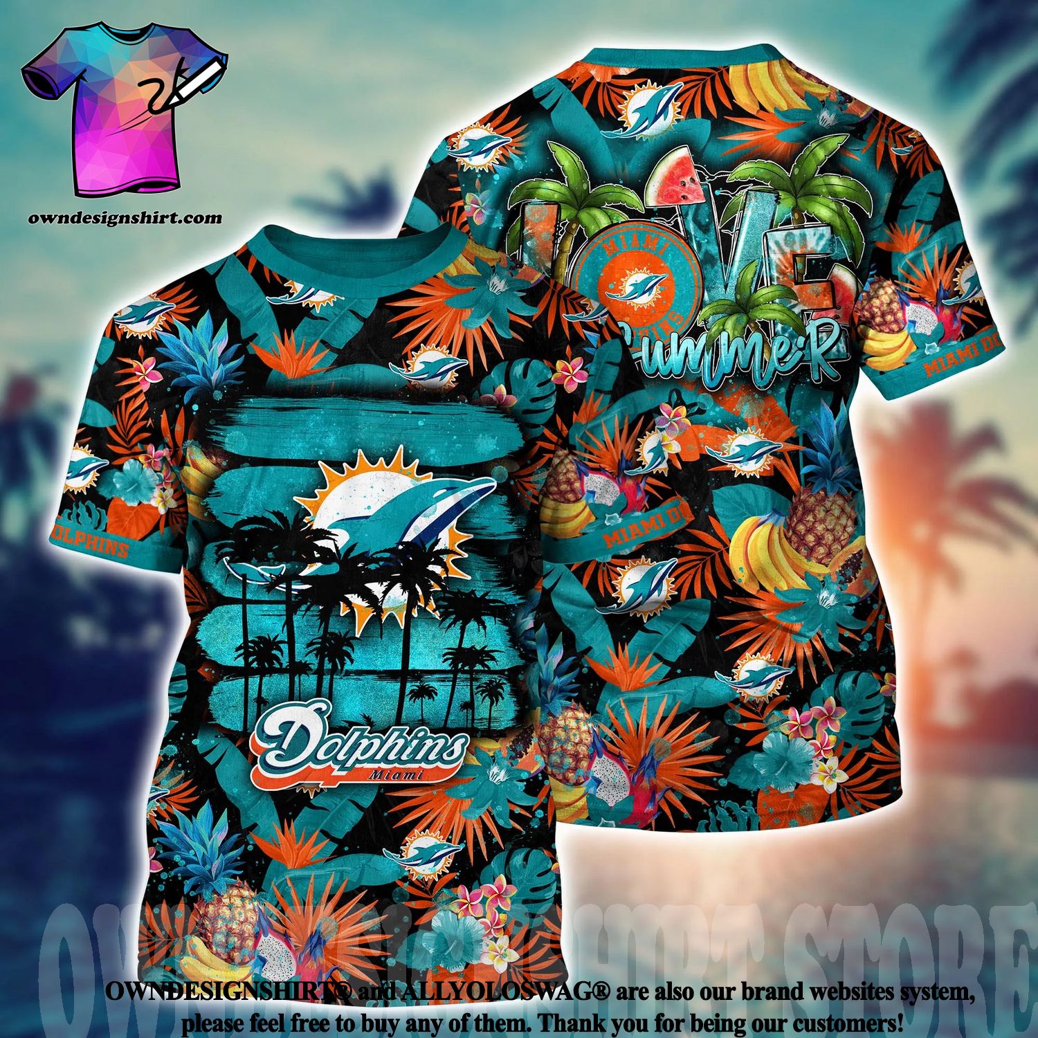 The best selling] Miami Dolphins NFL Flower 3D Full Printed Hawaiian Shirt