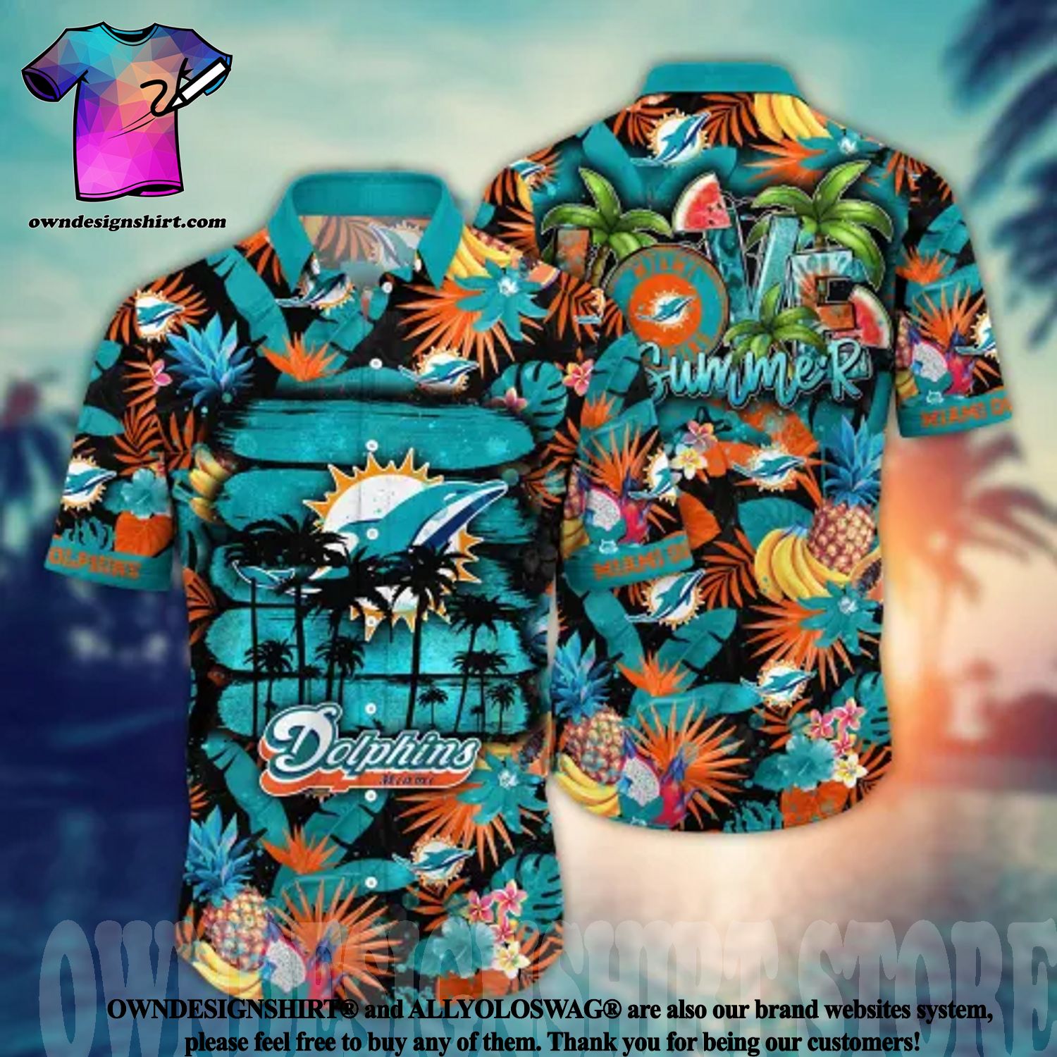 Nfl Miami Dolphins Aqua Black Trendy Hawaiian Shirt Aloha Shirt
