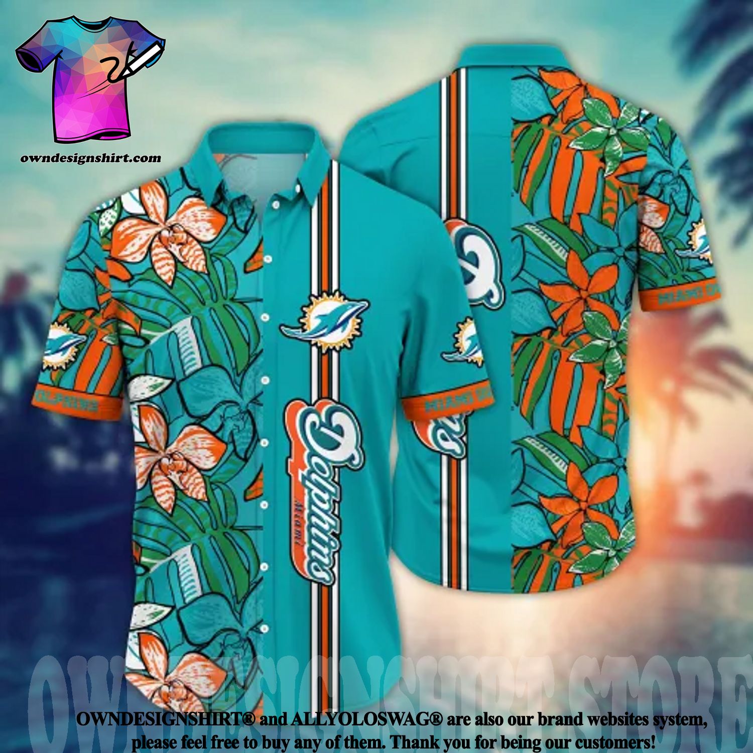 Nfl Miami Dolphins Aqua Black Trendy Hawaiian Shirt Aloha Shirt