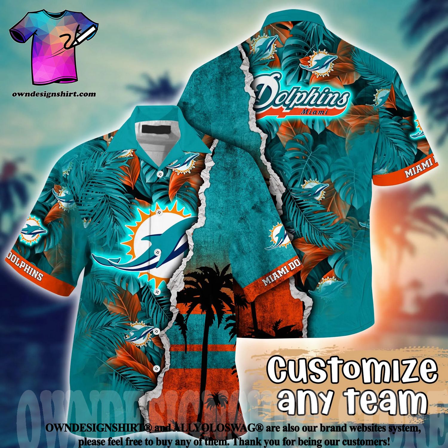 Miami Dolphins Skull And Hibiscus Flower Nfl All Over Print AOP Aloha  Hawaiian Shirt