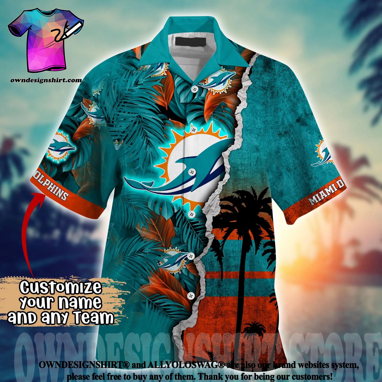 The best selling] Miami Dolphins NFL Flower 3D Full Printed Hawaiian Shirt