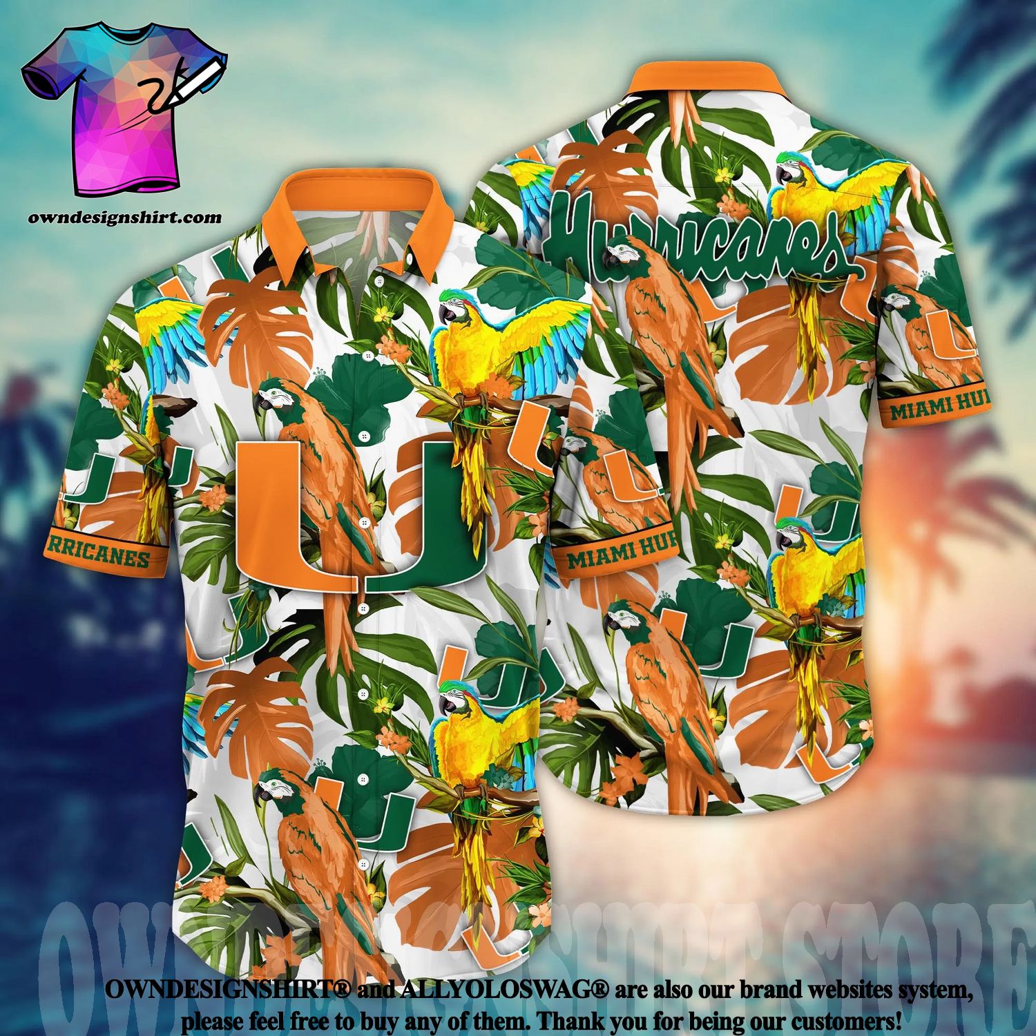 NCAA Miami Hurricanes Hawaiian Shirt All Over Print - T-shirts Low Price