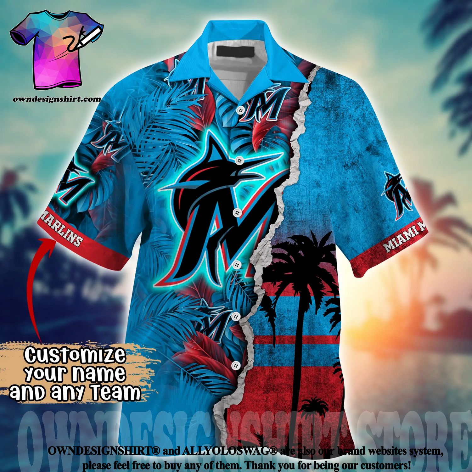 Best Selling Product] Miami Marlins MLB Flower Full Printed Unisex Hawaiian  Shirt