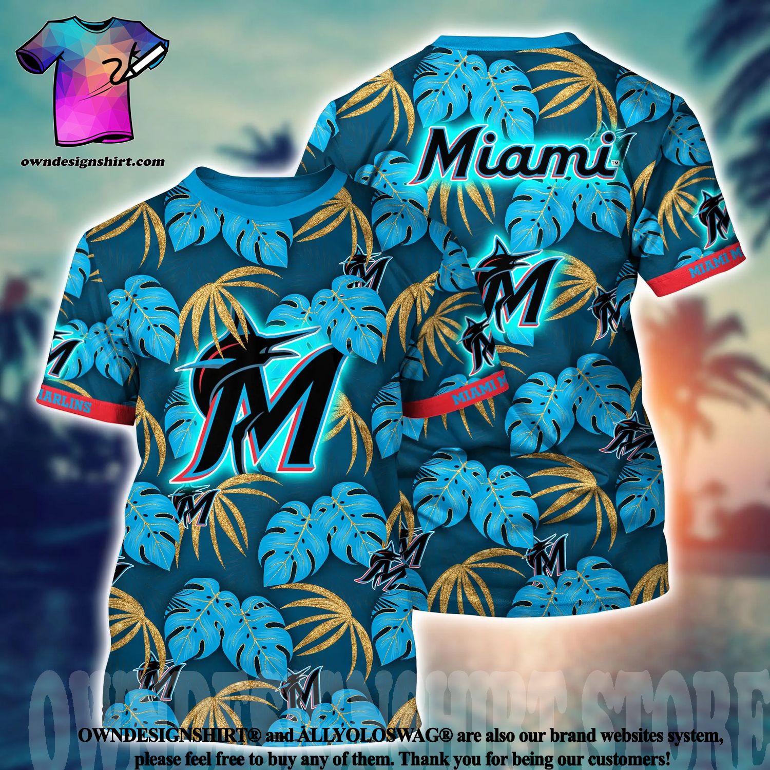 Sports Baseball MLB Miami Marlins Blue Camo 3D Hoodie - T-shirts Low Price