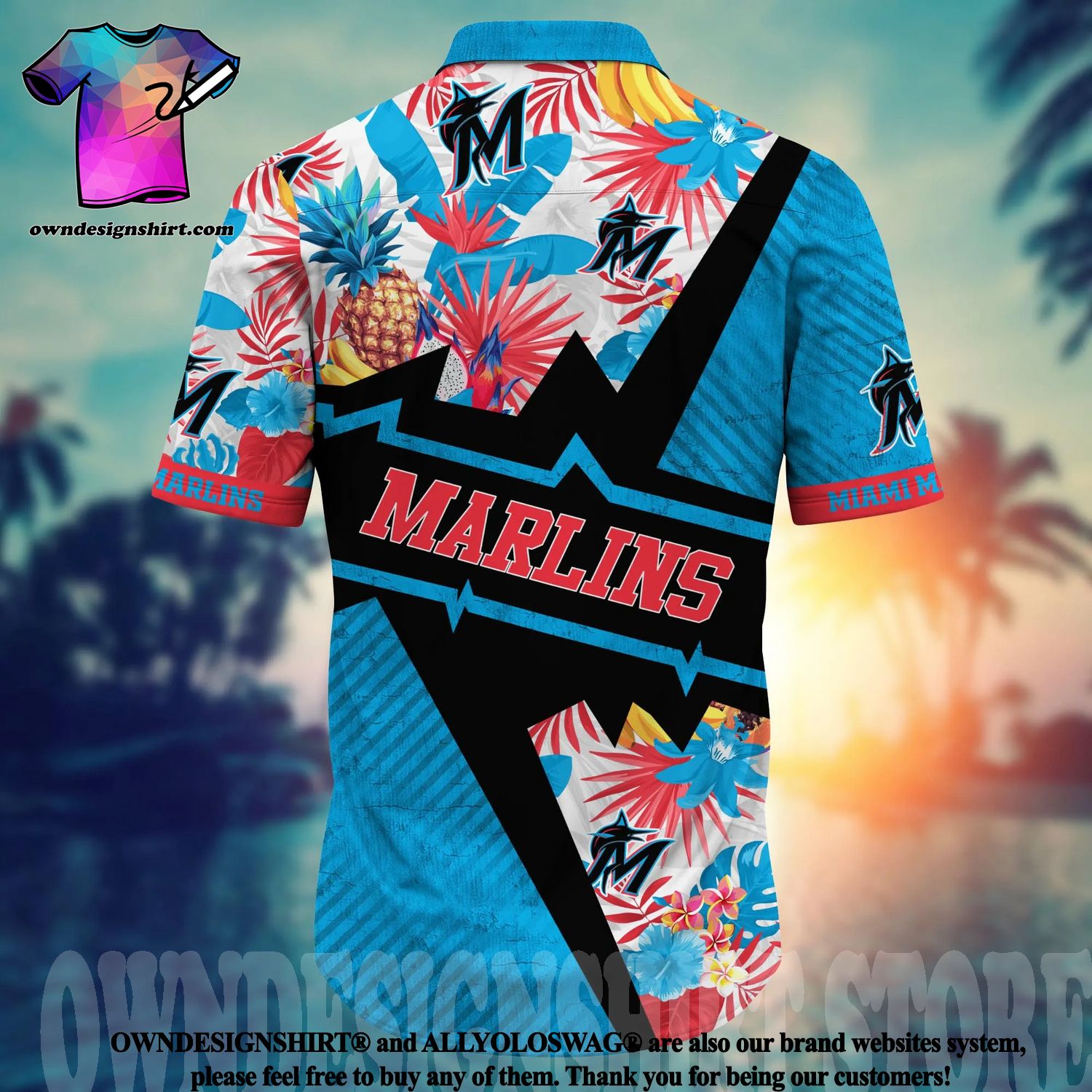 Miami Marlins MLB Flower All Over Print 3D Hawaiian Shirt - Limotees