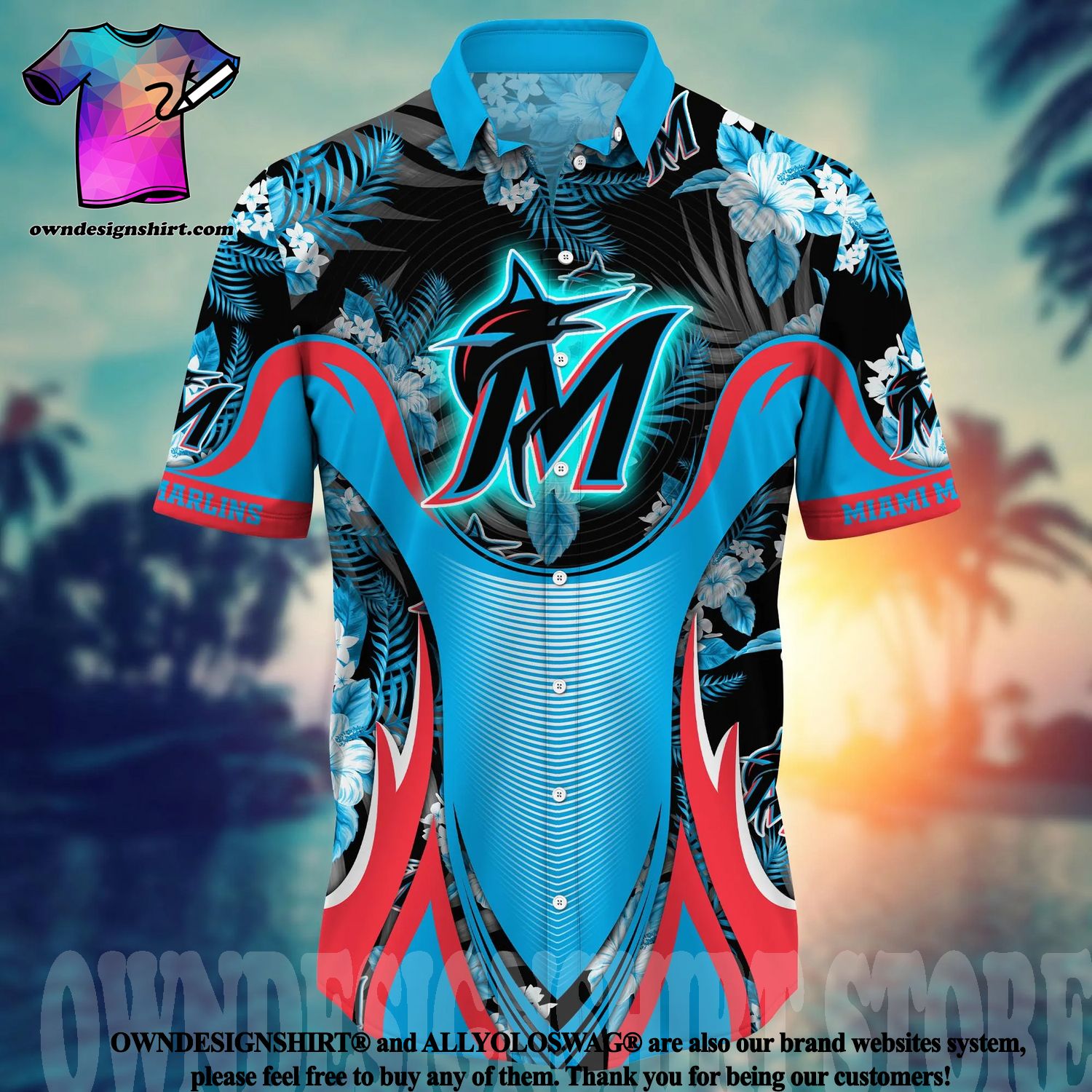 Miami Marlins MLB Us Flag Hawaiian Shirt Custom Summer Aloha Shirt - Trendy  Aloha