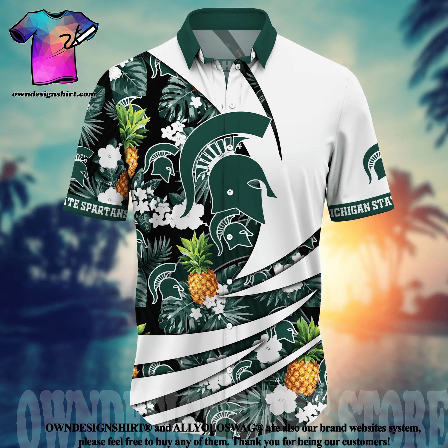 NCAA Michigan State Spartans Flower Cheap Hawaiian Shirt 3D Shirt