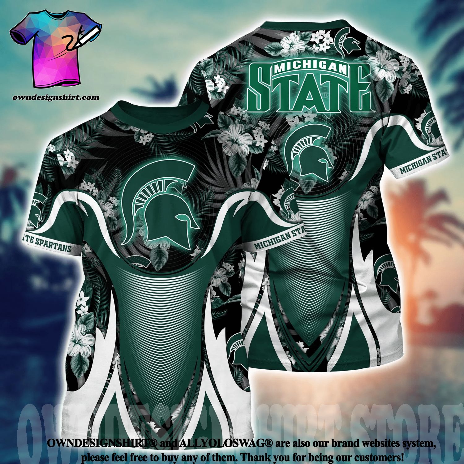 NCAA Michigan State Spartans Flower Cheap Hawaiian Shirt 3D Shirt