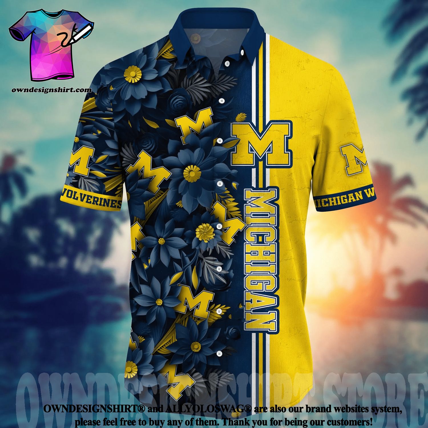 NCAA Michigan Wolverines Hawaiian Shirt Summer Beach Gift –