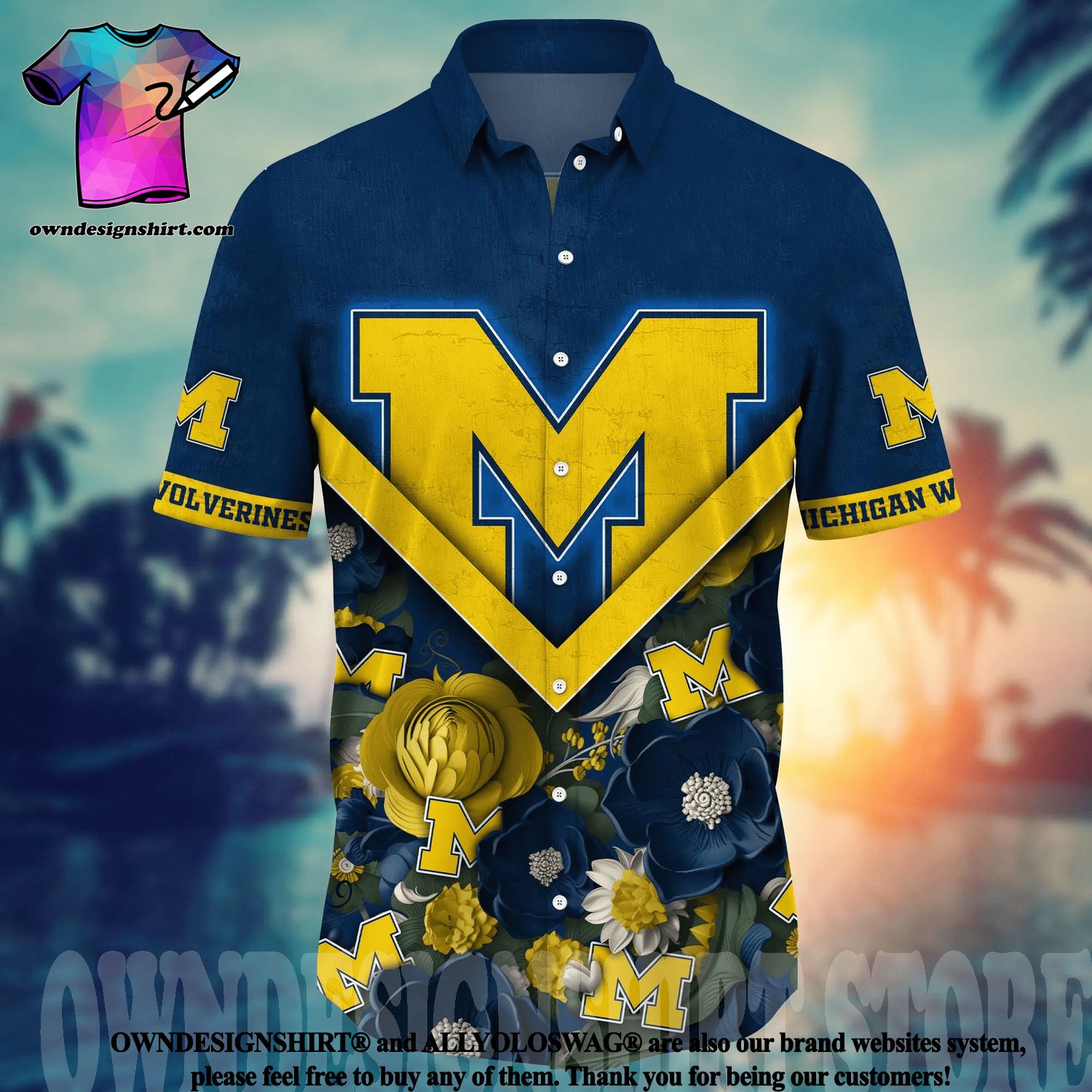 NCAA Michigan Wolverines Hawaiian Shirt Summer Beach Gift –