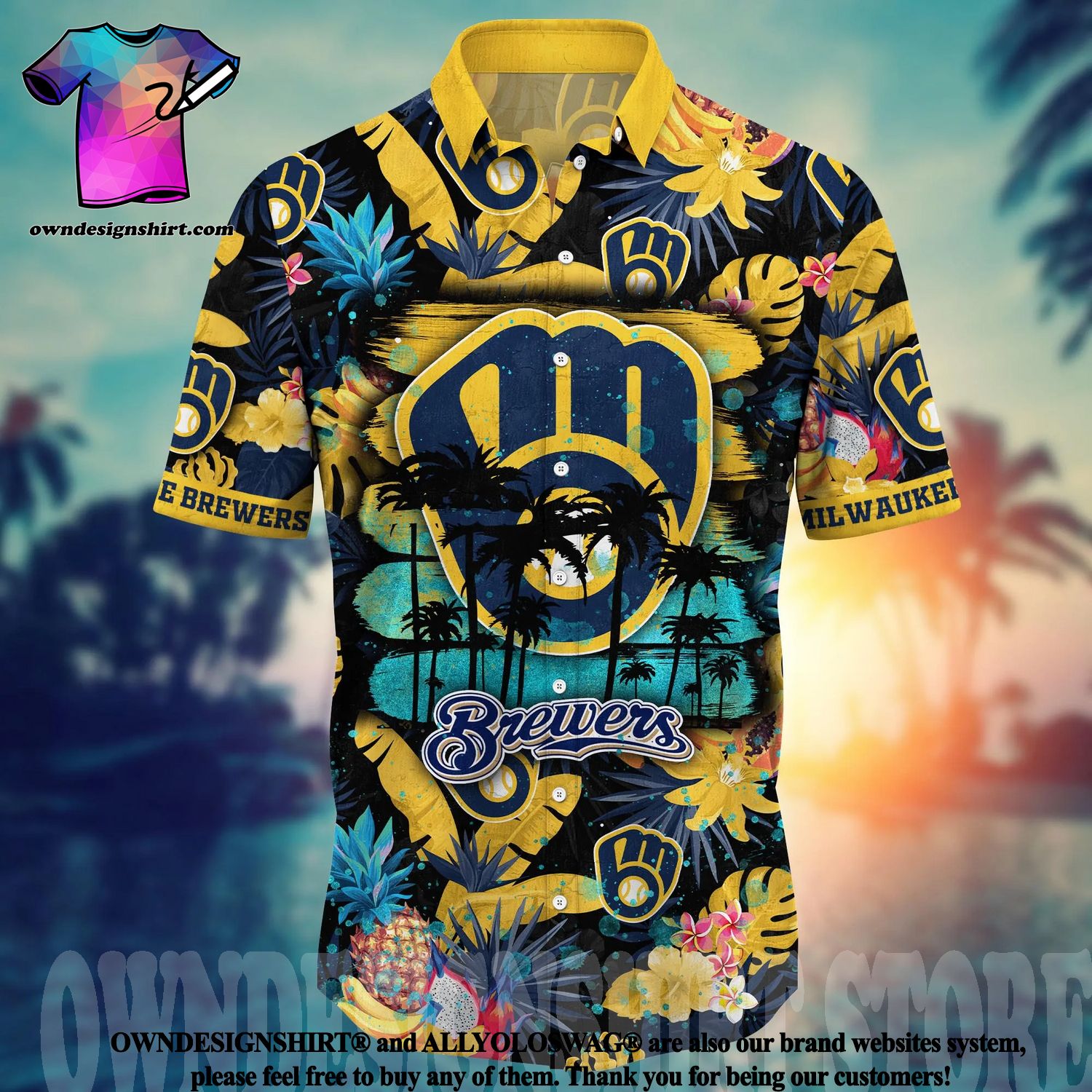 The best selling] Milwaukee Brewers MLB Flower 3D Full Printing Hawaiian  Shirt