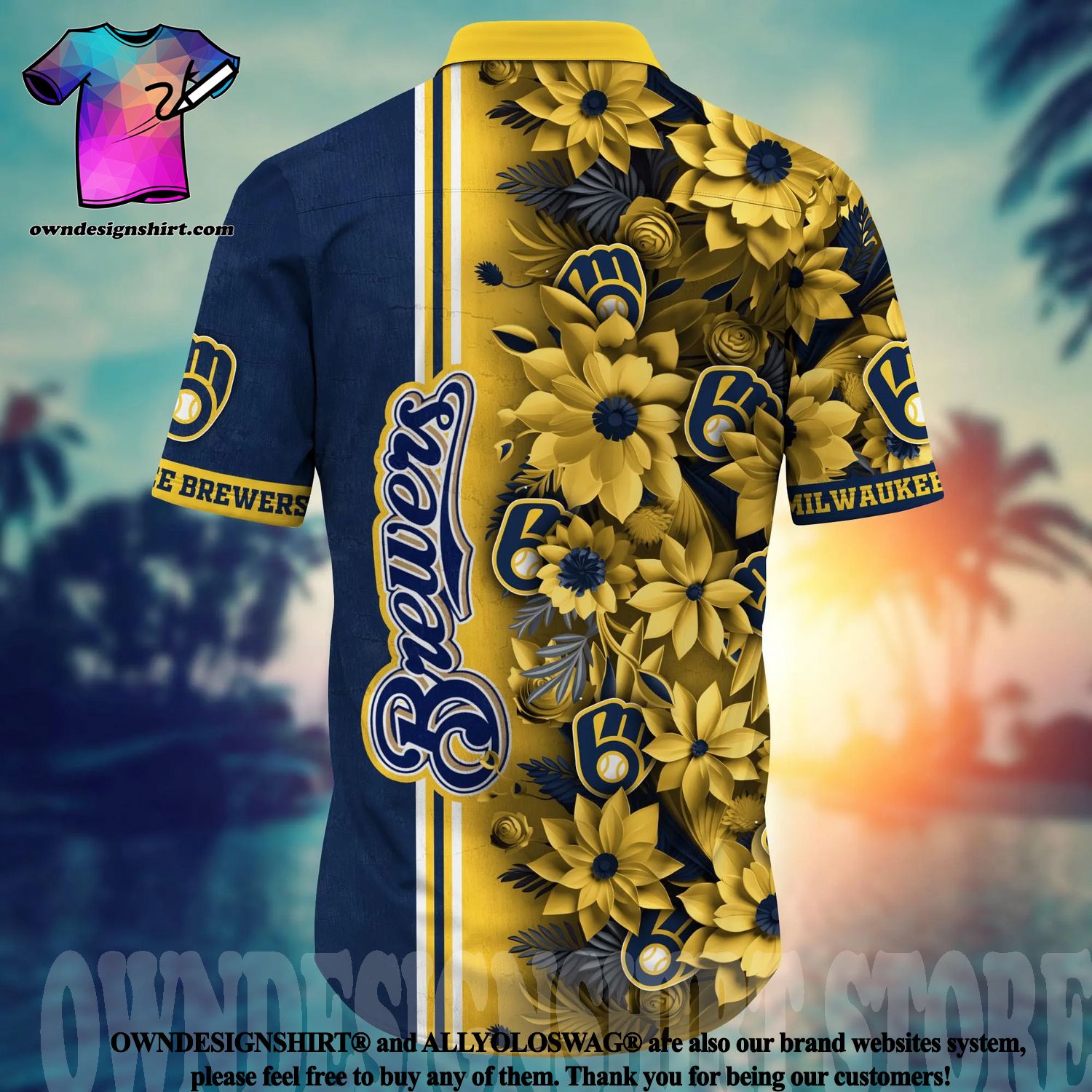 The best selling] Milwaukee Brewers MLB Flower Classic Full Printing Hawaiian  Shirt