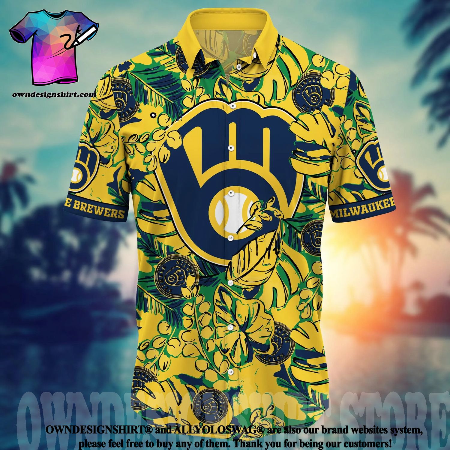 The best selling] Milwaukee Brewers MLB Flower Full Print 3D Hawaiian Shirt