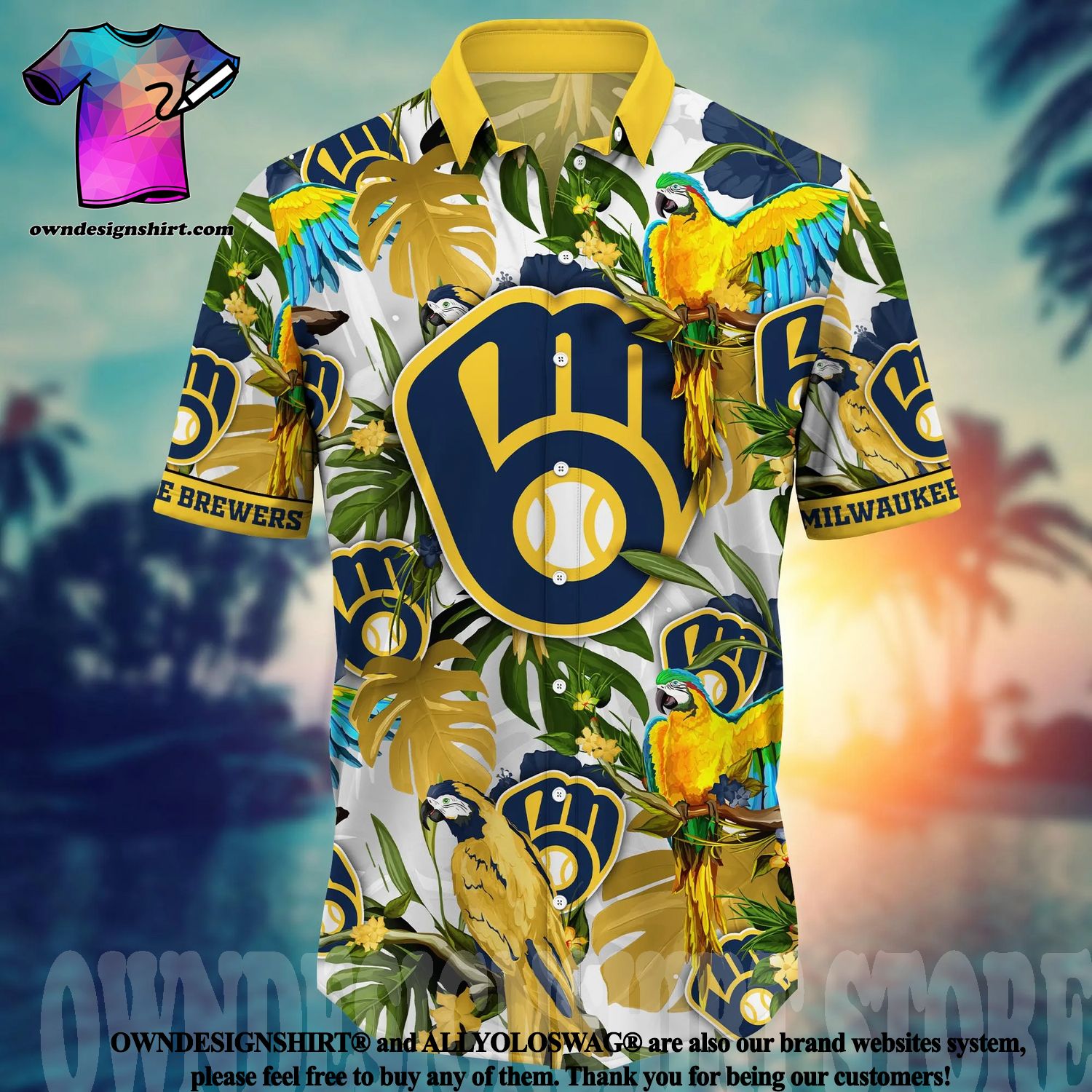 Milwaukee Brewers MLB Floral Full Printed Unisex Hawaiian Shirt