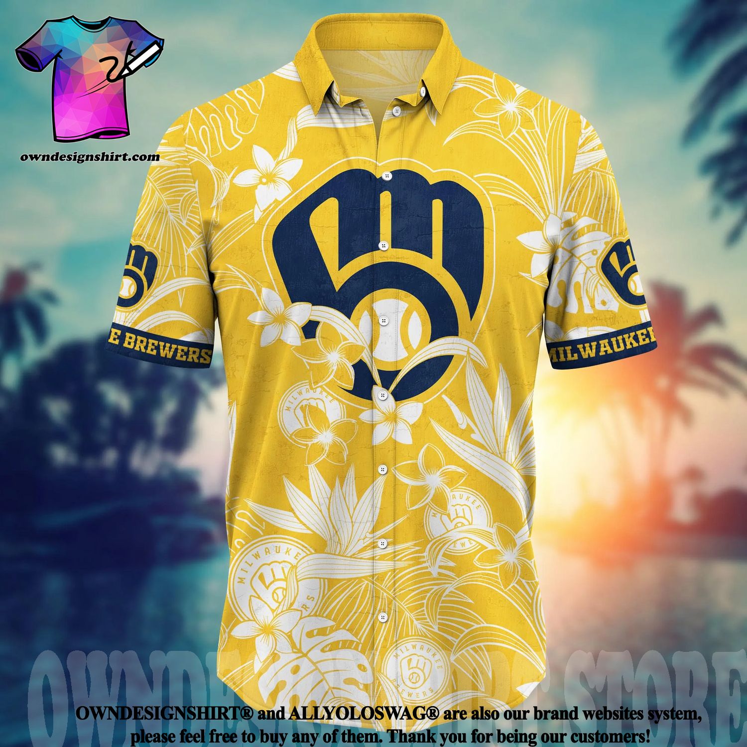 The best selling] Milwaukee Brewers MLB Flower Tropical Unisex All Over  Printed Hawaiian Shirt