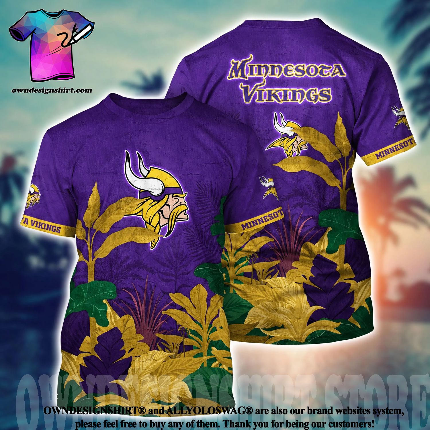 Minnesota Vikings NFL Flower Classic Full Print Hawaiian Shirt