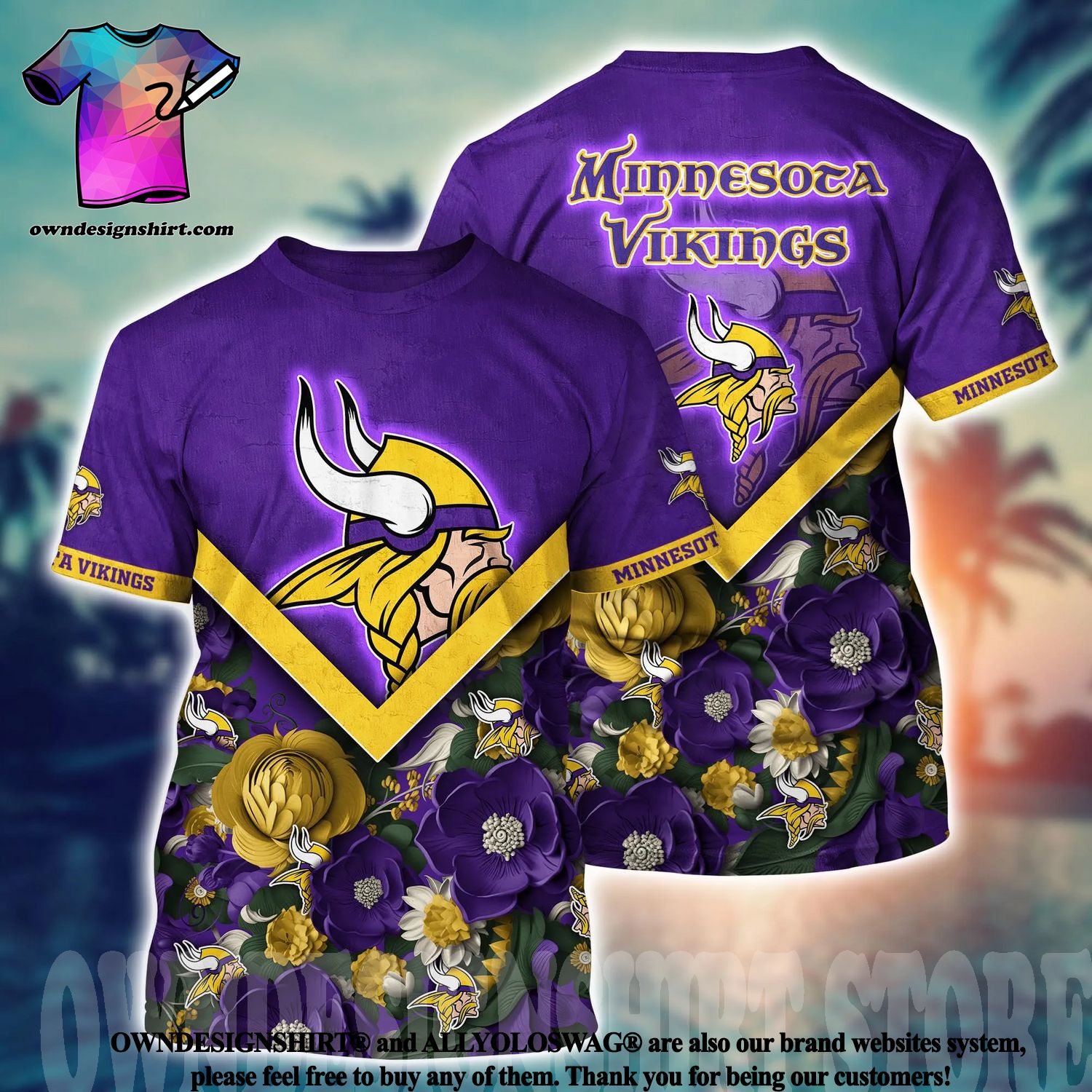 Minnesota Vikings NFL Flower Full Printing Classic Hawaiian Shirt - Limotees