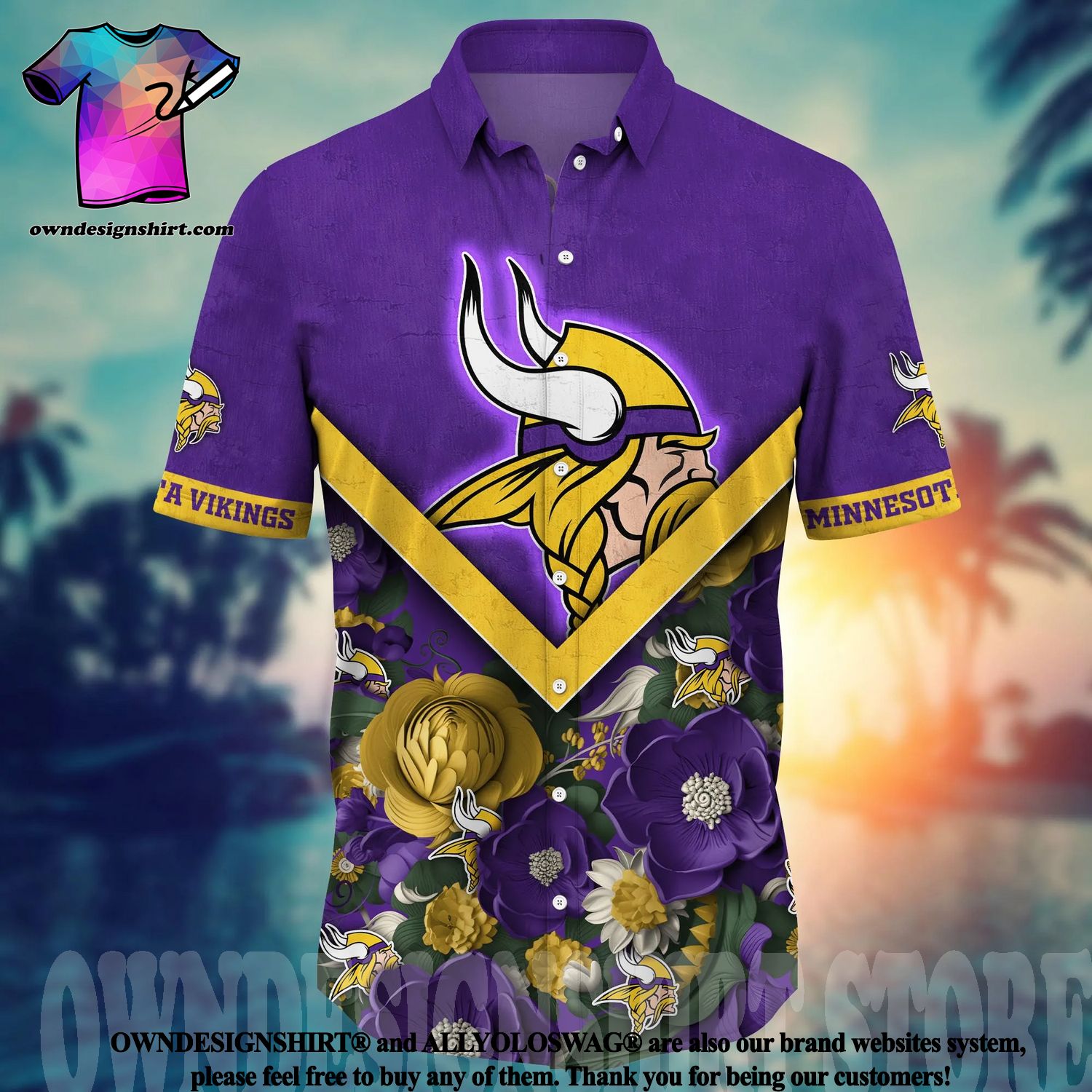 Minnesota Vikings NFL Flower Full Print Classic Hawaiian Shirt