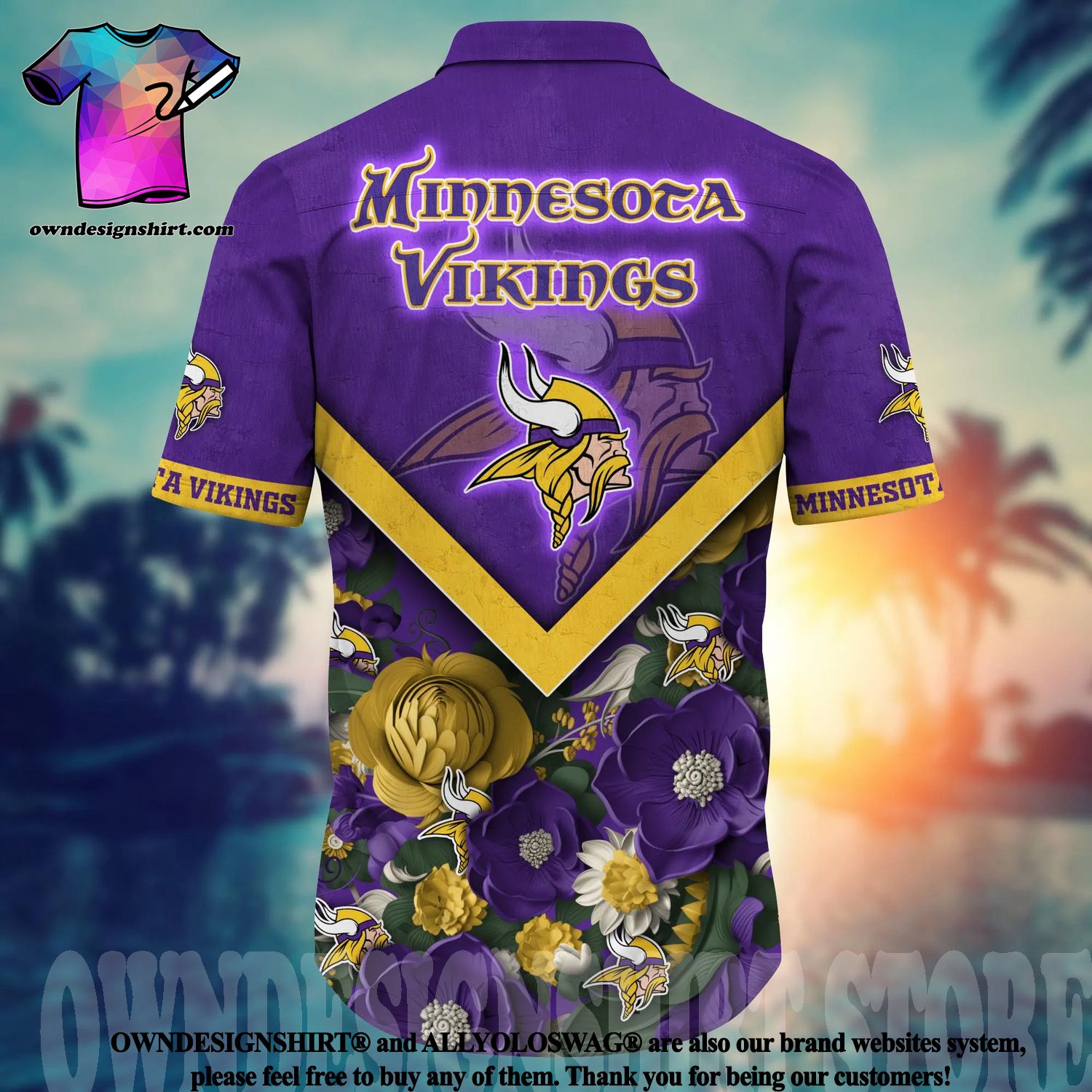 Minnesota Vikings NFL Flower Full Printing Classic Hawaiian Shirt - Limotees