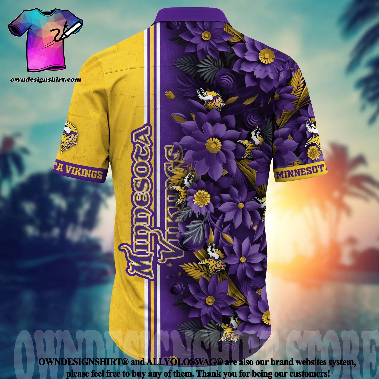 Minnesota Vikings NFL Flower All Over Printed Unisex Hawaiian