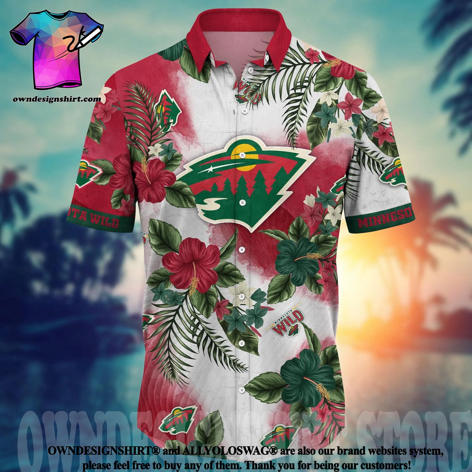 NHL Minnesota Wild Hawaiian Shirt Palm Leaves Beach Gift For Dad