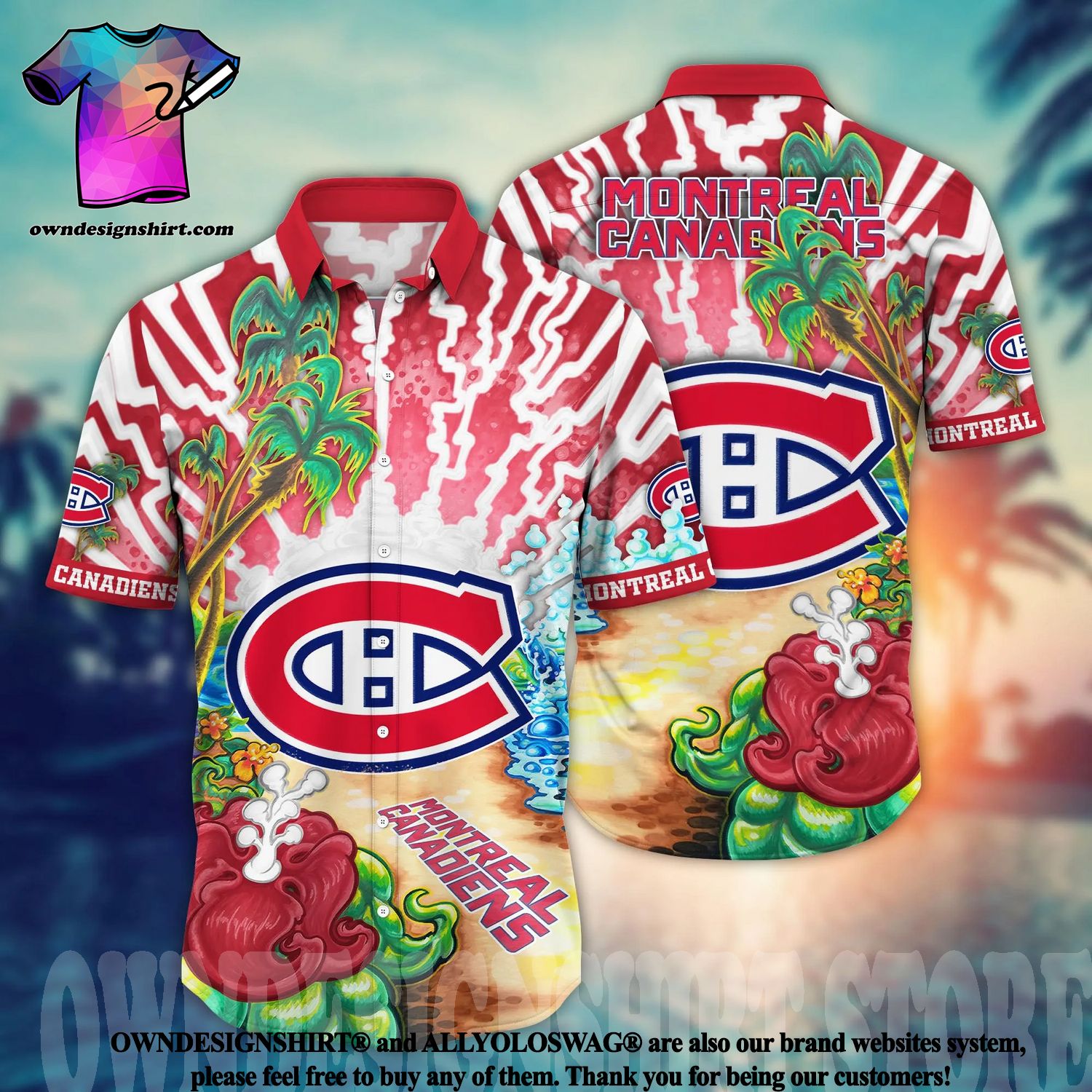 NHL Teams Montreal Canadiens Logo Floral Baseball Jersey Shirt For