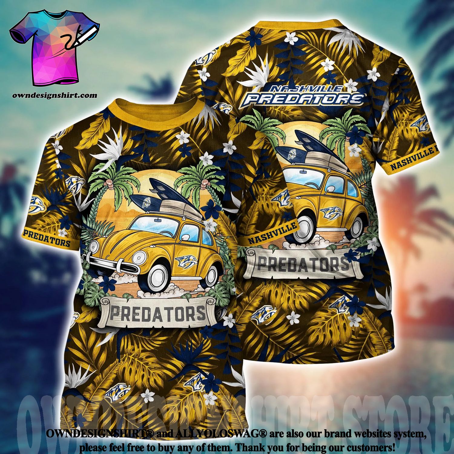 Nashville Predators Hawaii Floral Pattern Hawaiian Shirt Short