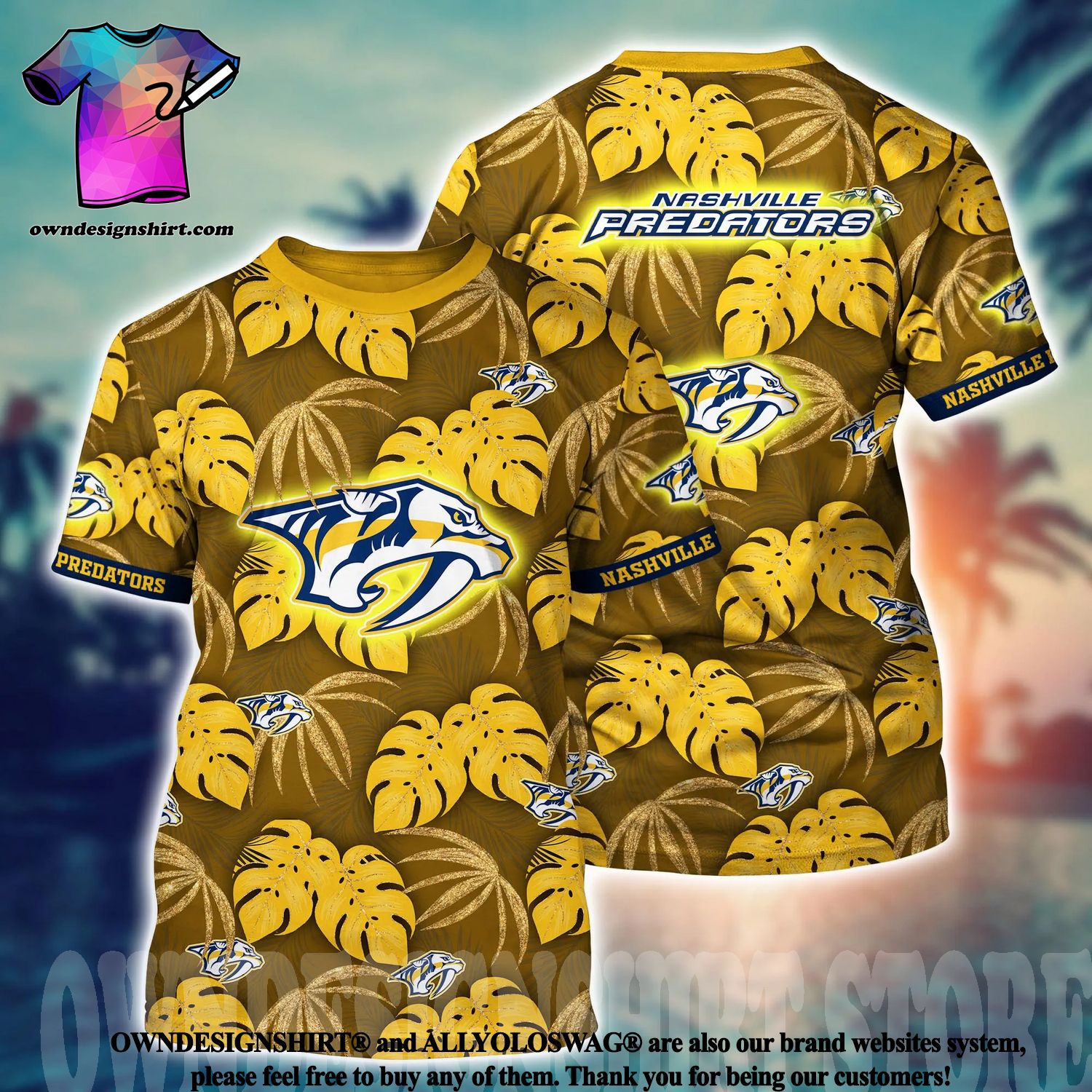 The best selling] Nashville Predators NHL Floral Tropical Full Printing  Classic Hawaiian Shirt