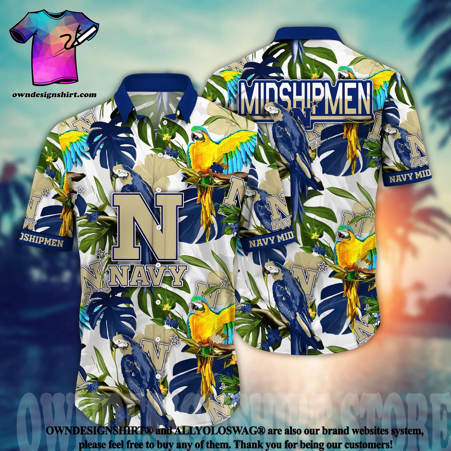 TRENDING] Navy Midshipmen Summer Hawaiian Shirt And Shorts, For