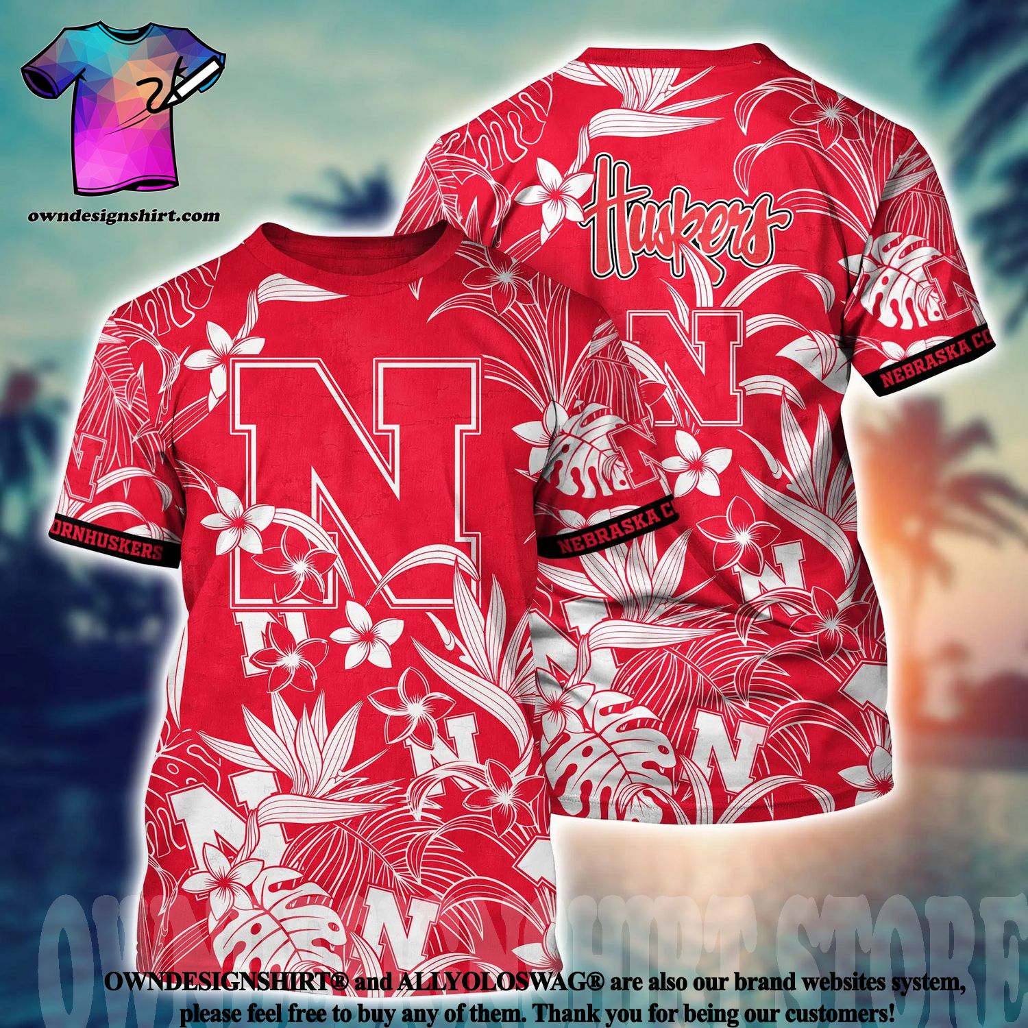 Awesome Aloha NCAA Nebraska Cornhuskers Hawaiian Shirt Beach