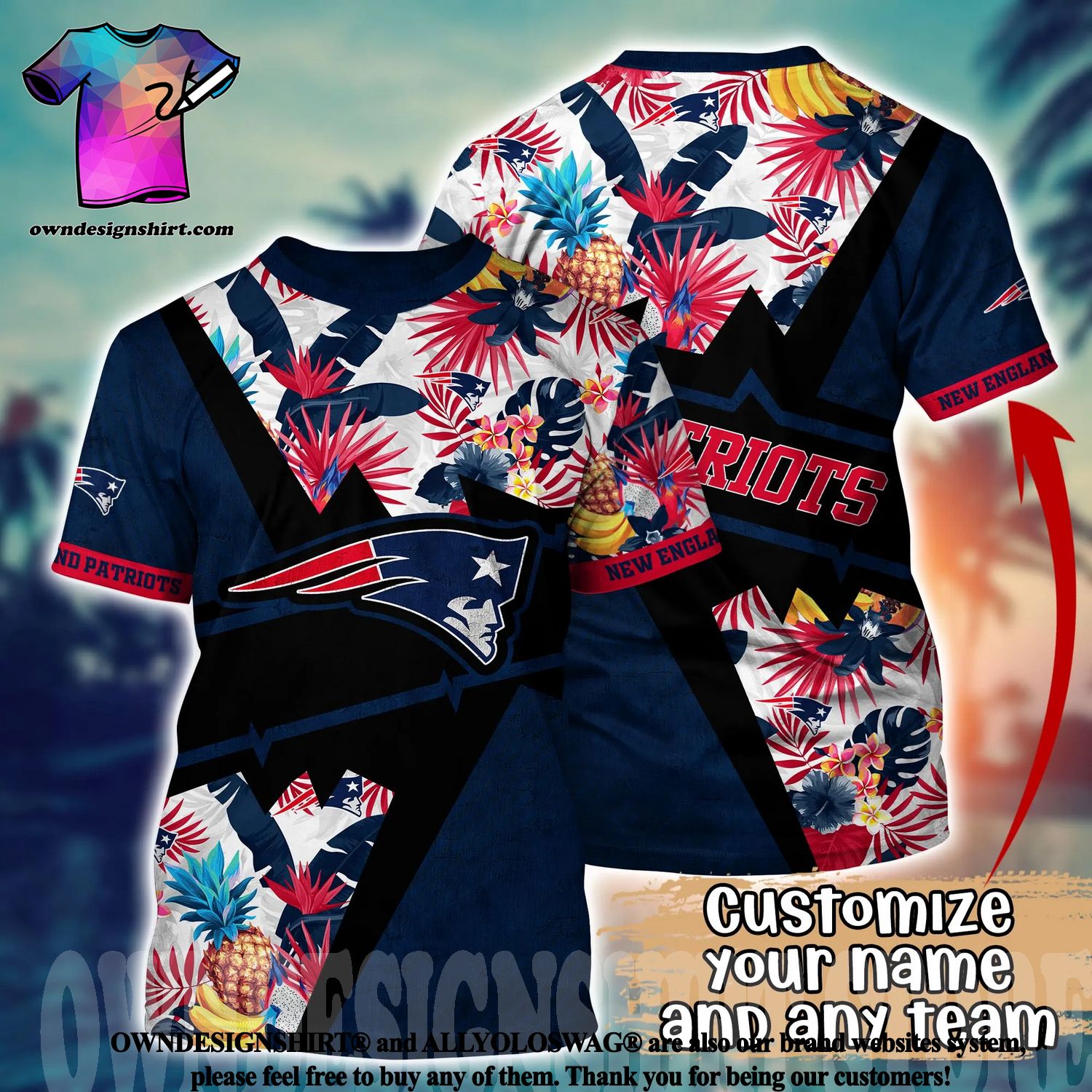 Custom Name New England Patriots NFL Aloha Hawaiian Shirt –