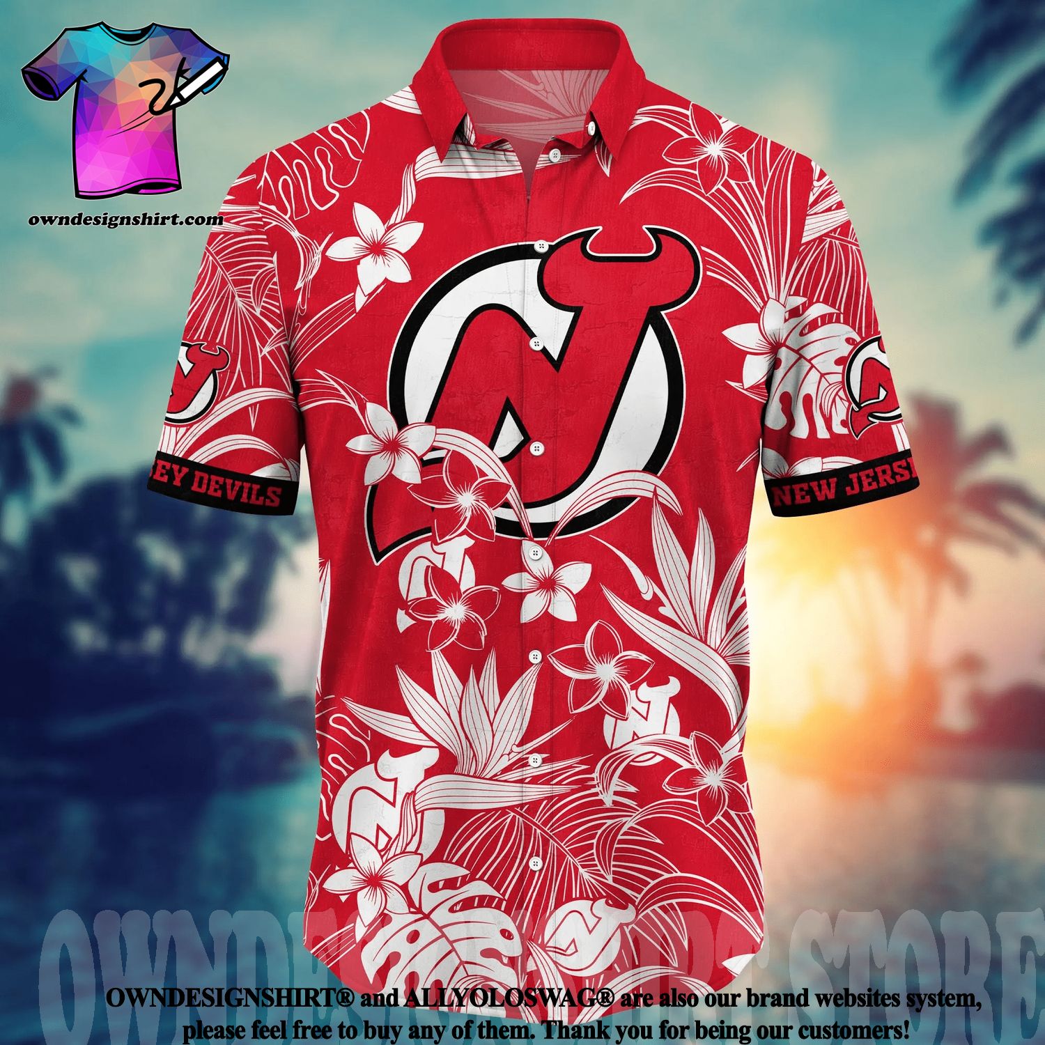 The best selling] New Jersey Devils NHL Flower 3D All Over Print Hawaiian  Shirt