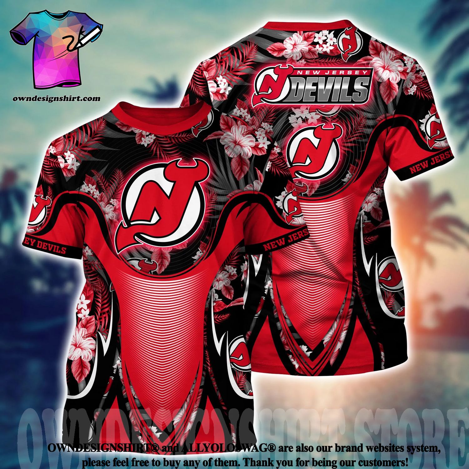 New Jersey Devils T-shirt 3D cartoon graphic gift for fan -Jack sport shop
