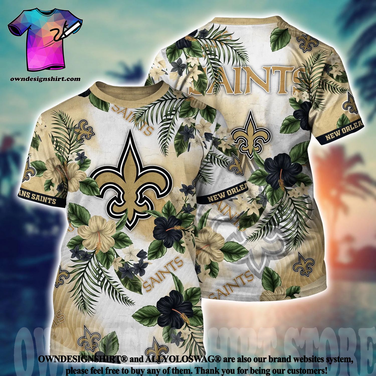 The best selling] New Orleans Saints NFL Flower Tropical Classic Full Print  Hawaiian Shirt