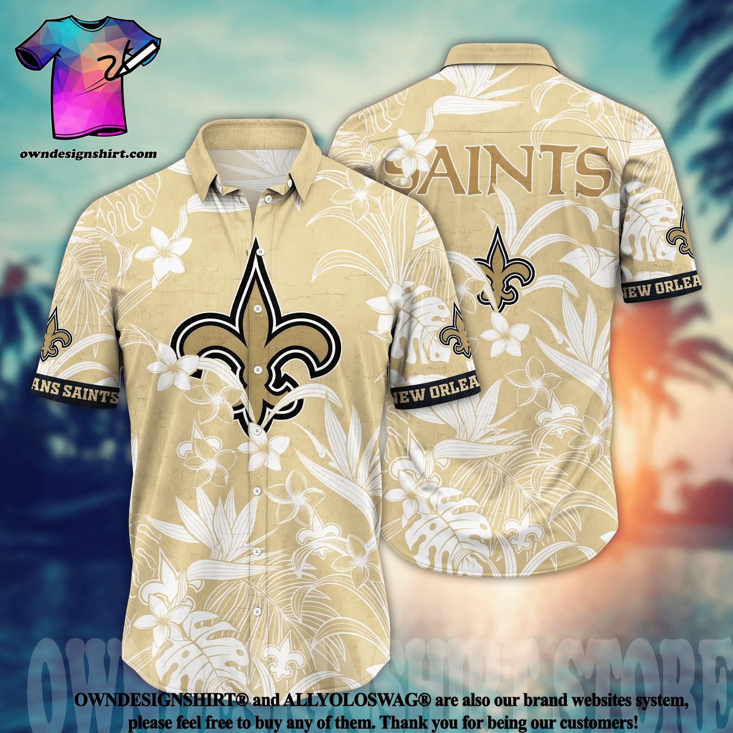 The best selling] New Orleans Saints NFL Flower All Over Printed 3D  Hawaiian Shirt