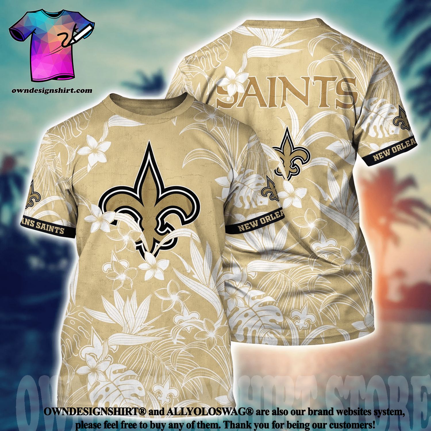 New Orleans Saints Parrot Island Nfl Hawaiian 3d Shirt-1