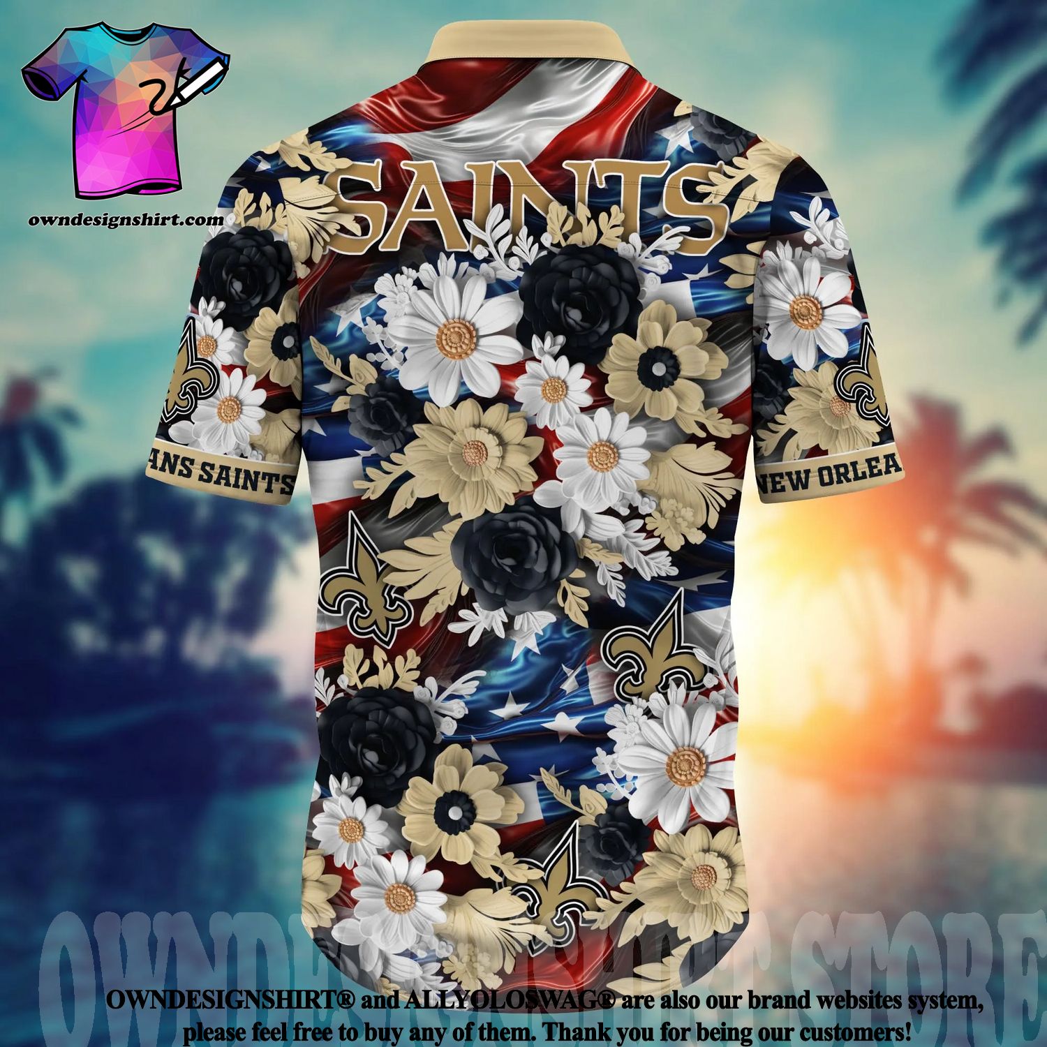 New Orleans Saints NFL Flower Hawaiian Shirt Style Gift For Men Women Fans  - Freedomdesign