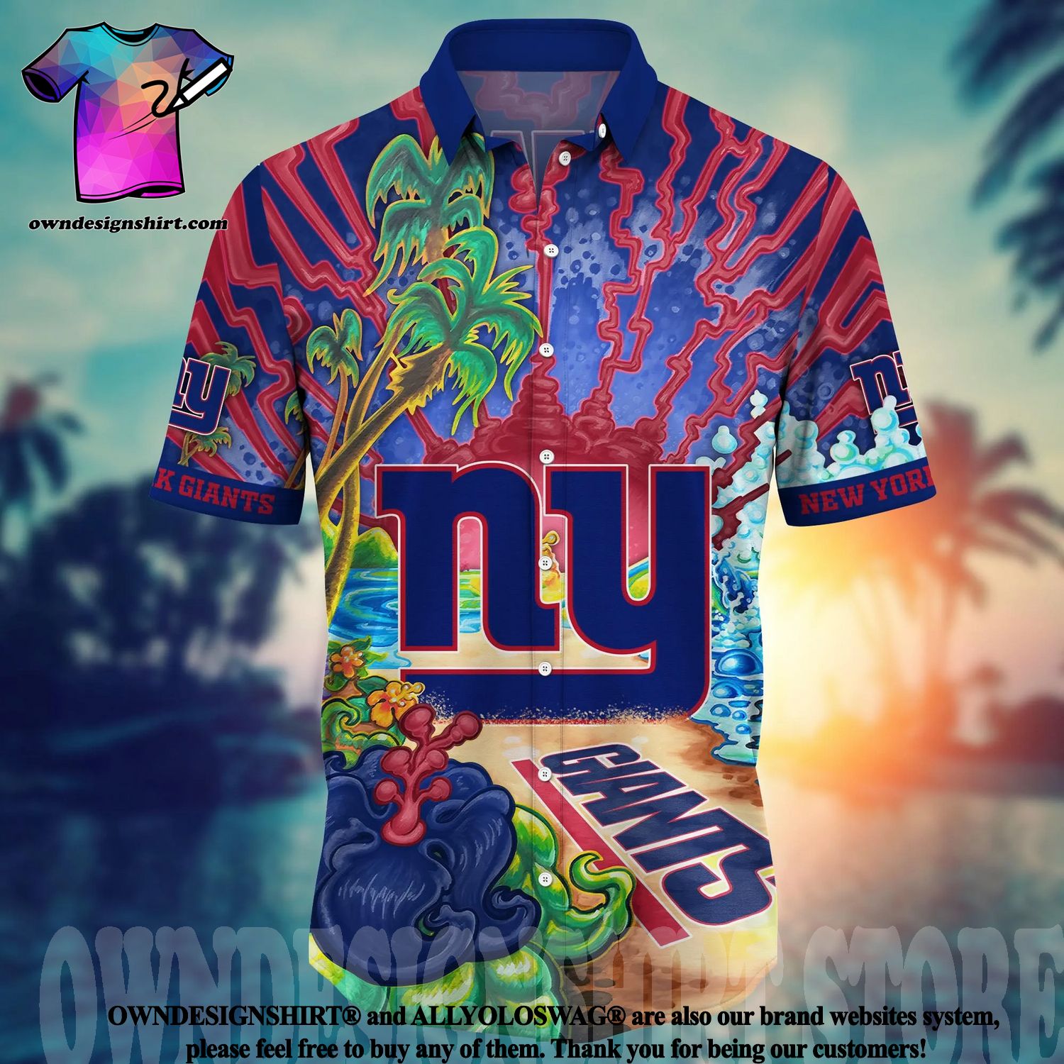 New York Giants NFL Flower Classic Full Print Hawaiian Shirt - Limotees